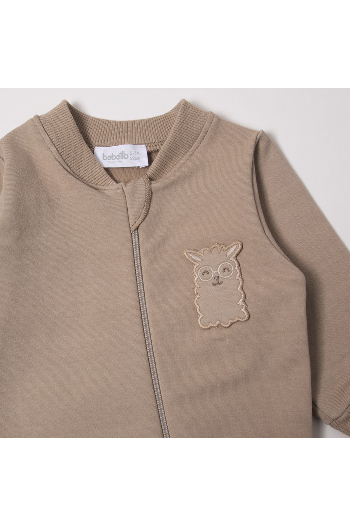 Bebetto-Zippered Two-String Jumpsuit - with Booties (Cute Lama) K4618 2