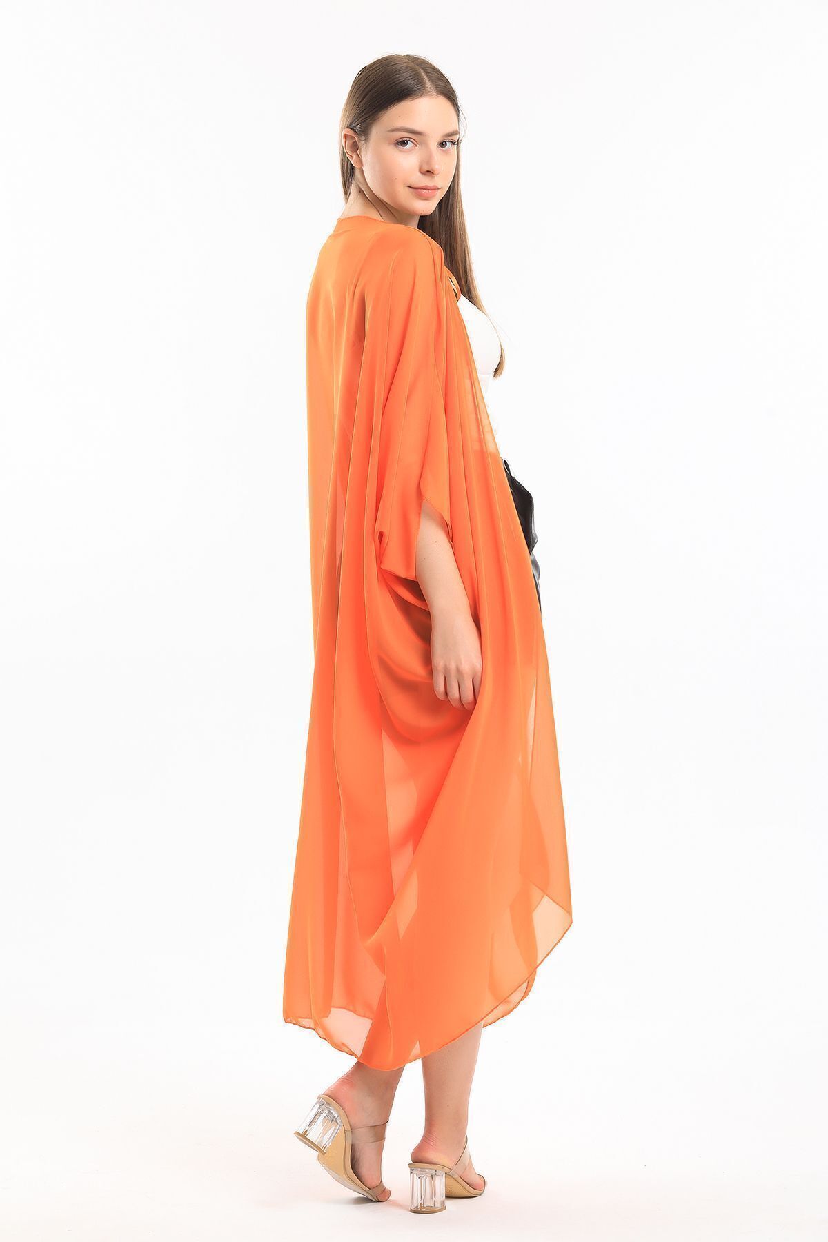  Sense Oranj Şifon Plaj Kimono | ELB33597