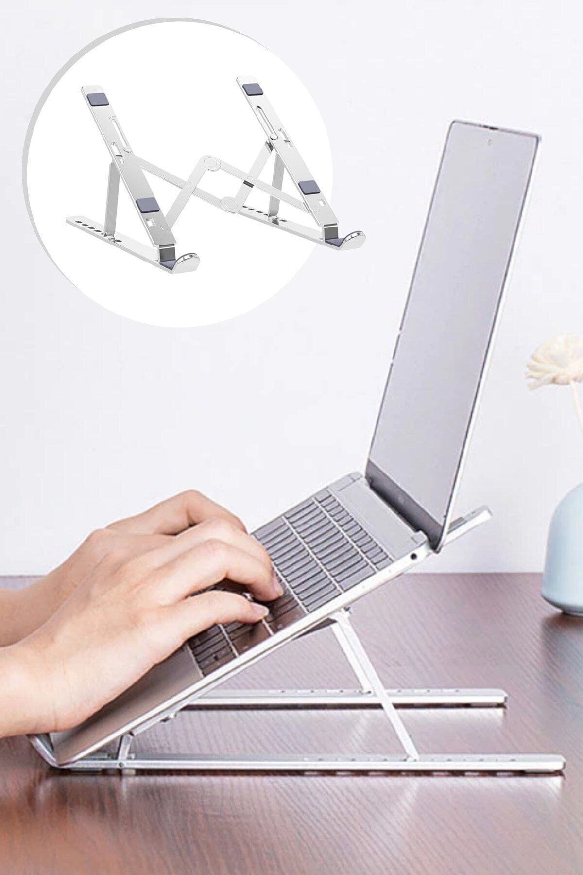 Buffer Metal Ayarlanabilir Dizüstü Destek Tabanı Tamamen Katlanabilir Taşınabilir Laptop Yükseltici