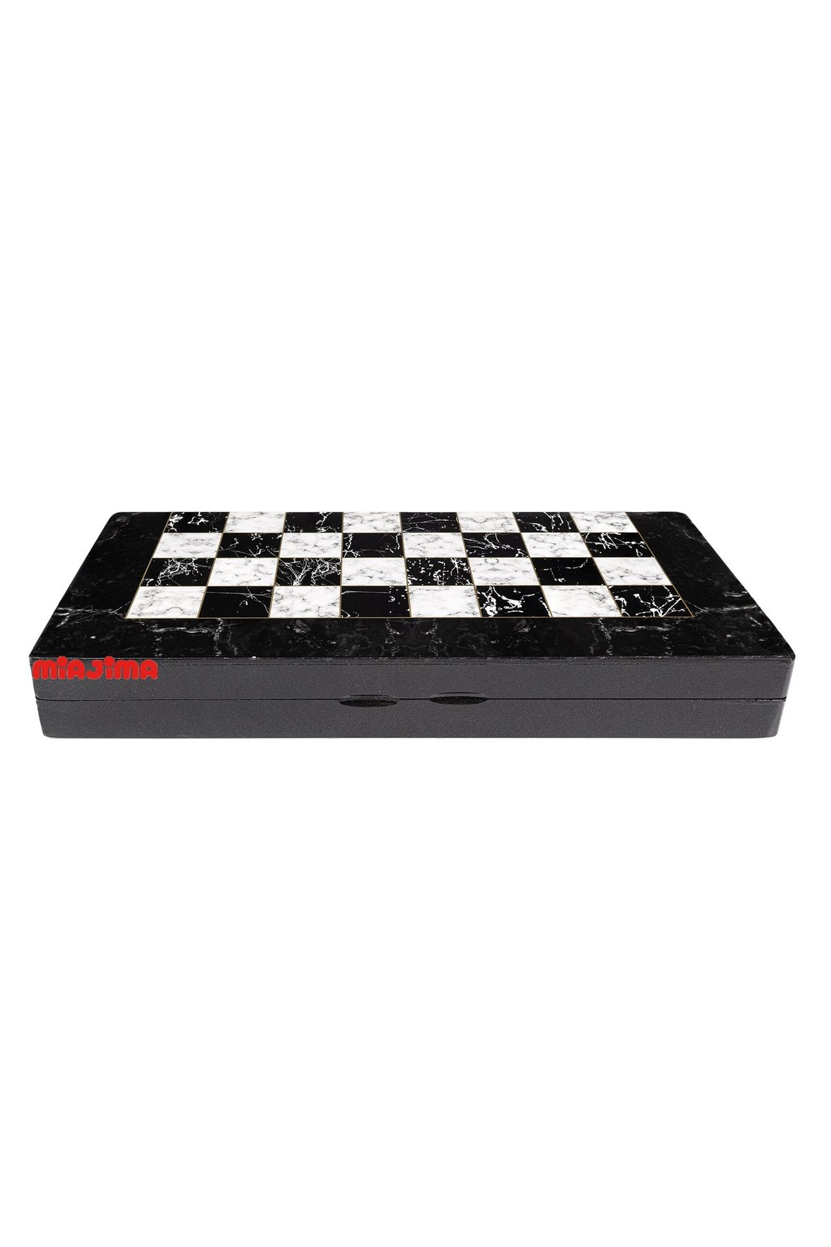 Miajima-Large Size Marble Patterned Backgammon Set - Wooden Sequin and Checkers-Polished Luxury 5
