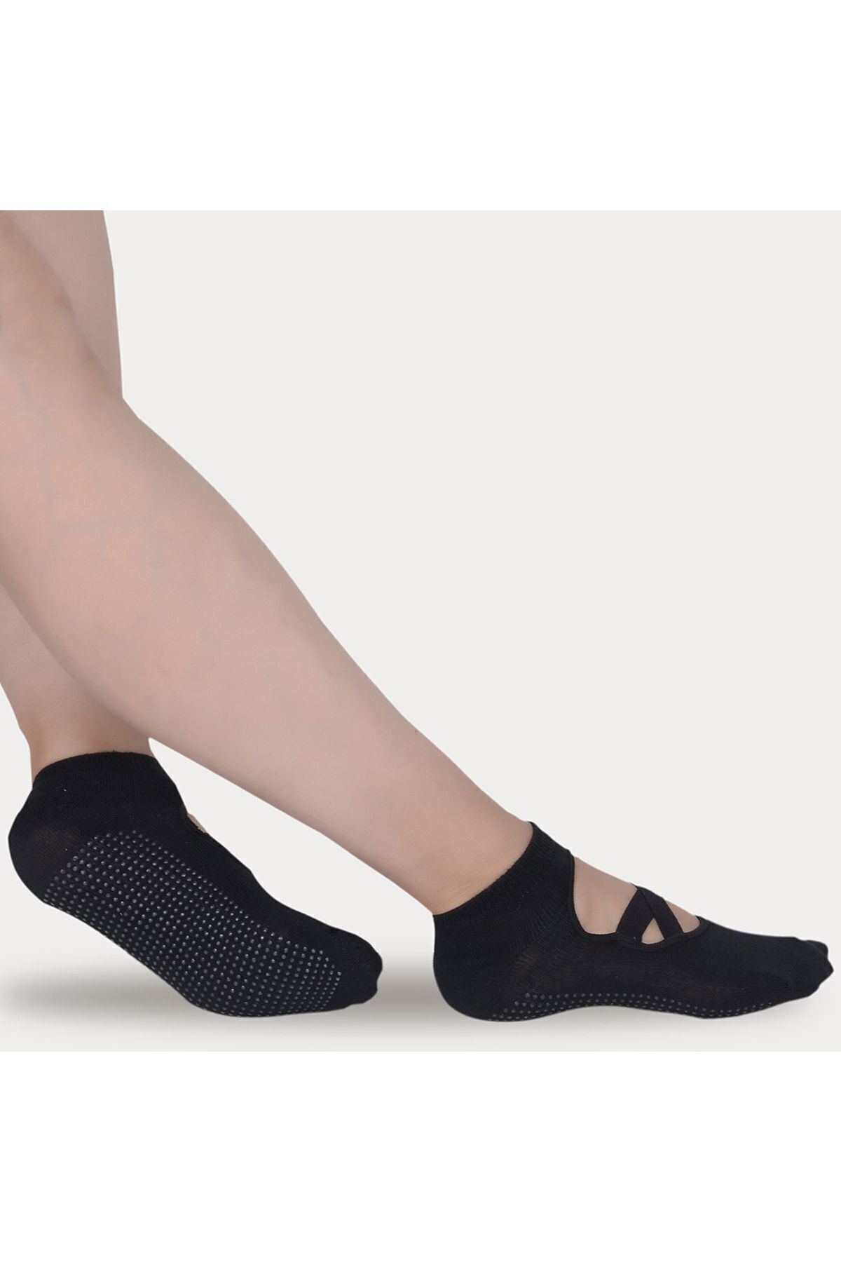 2 Çift Çapraz Bantlı Güçlü Kaydırmaz Tabanlı Dikişsiz Burun Yüksek Performans Pilates Ve Yoga Çorabı
