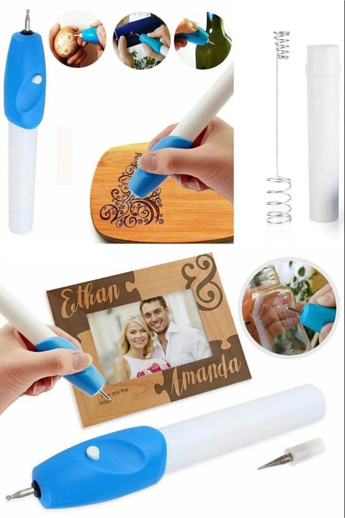 DEPOKON-Blue Pro Semi Professional Glass Wood Carving Pen - Name Writing, Granure Carving, Drawing Pen 1