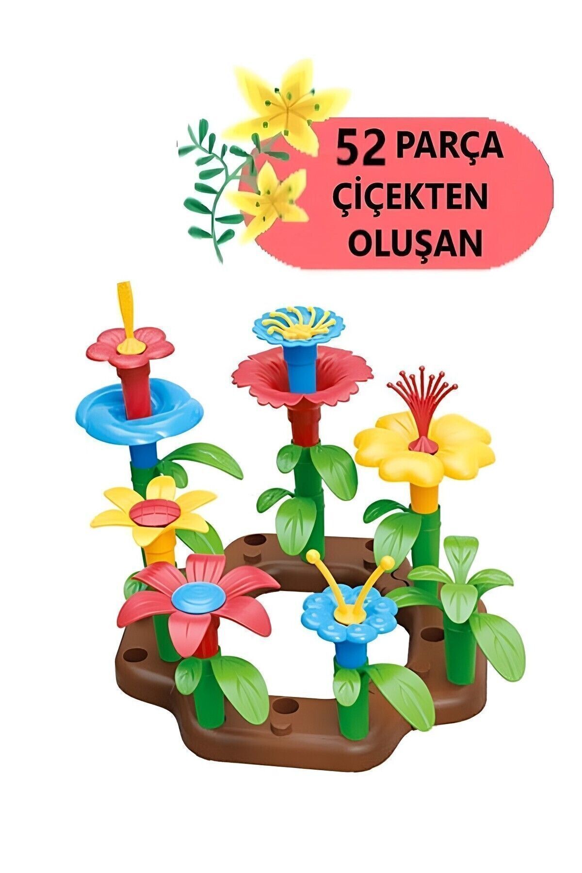 Ayver 52 Parça Bahçe Çiçek Yapım Seti Yapı Blokları Yapboz Bul Tak Puzzle Eğitici Oyuncak Çiçek Bahçesi fotoğrafı 2 (önizleme)