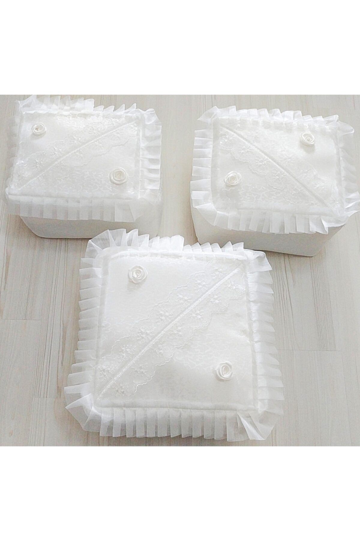 DİLEX-White Ecru Embroidered 3-Piece Bag Set 4