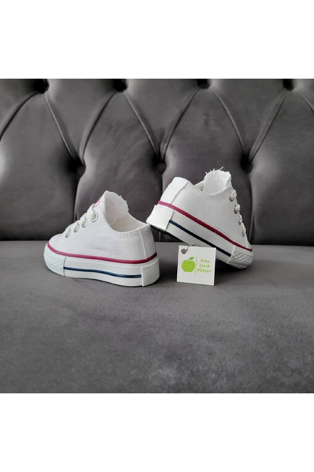 elma bebe Unisex Kız Erkek Bebe Çocuk Kısa Bağcıklı Kanvas Keten Sneaker Spor Ayakkabı fotoğrafı 4 (önizleme)