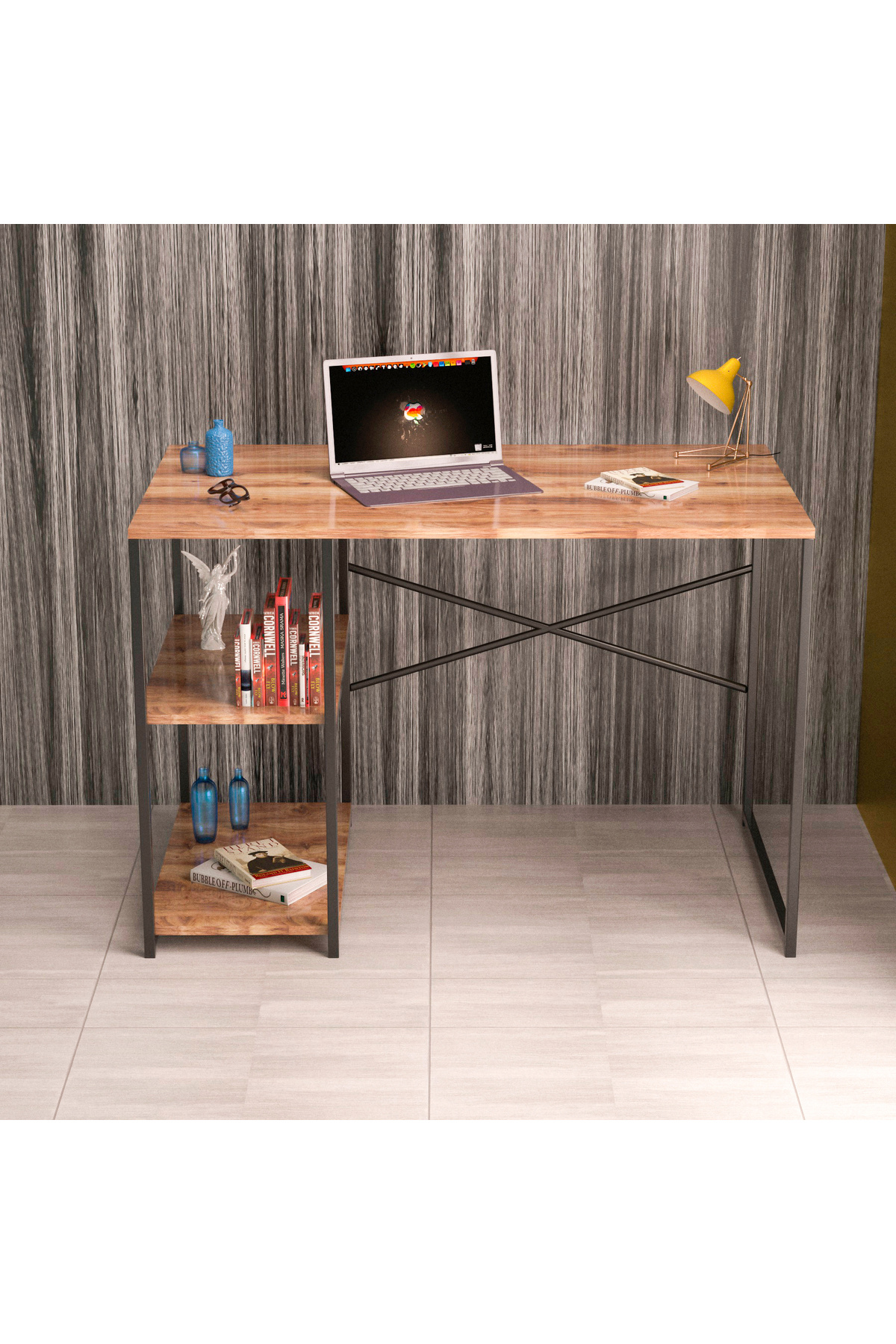 GOLDFALEZ Çalışma Masası Yandan Raflı Atlantik Çam