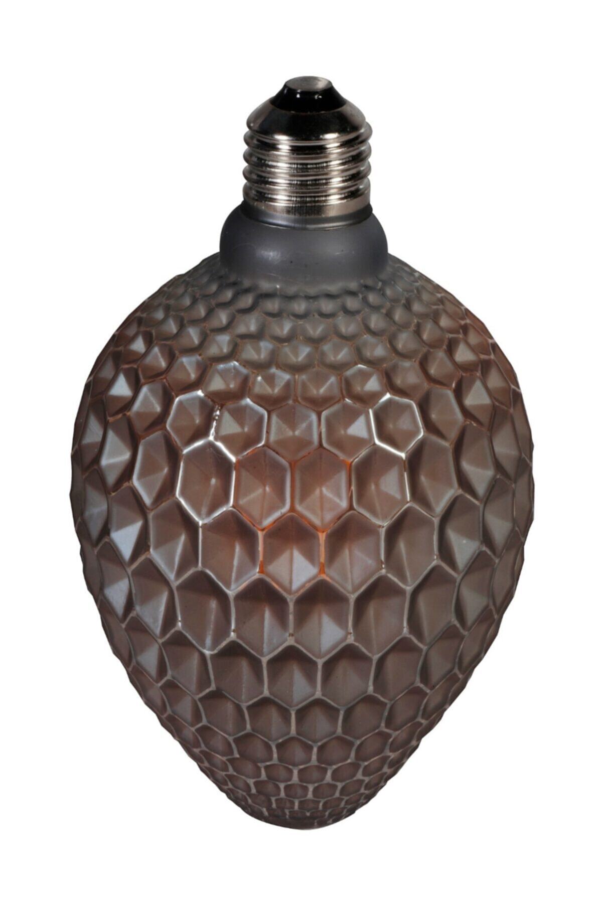 YCL 6w Flament Led Ampul Rustik Gün Işığı Kozalak Desen E27 Duy Gri A+kalite