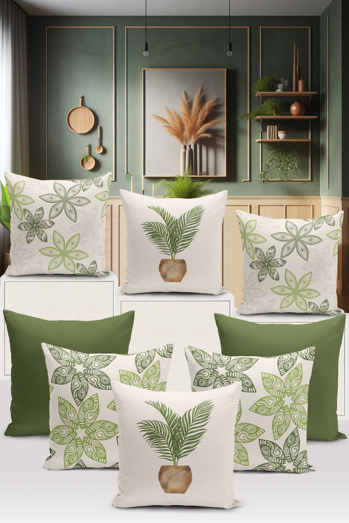 Bertille Home Set De 8 Huse De Pernă Cu Două Fețe Imprimate Digital - Seria Clasică (set De Huse Clasice) - 43 x 43