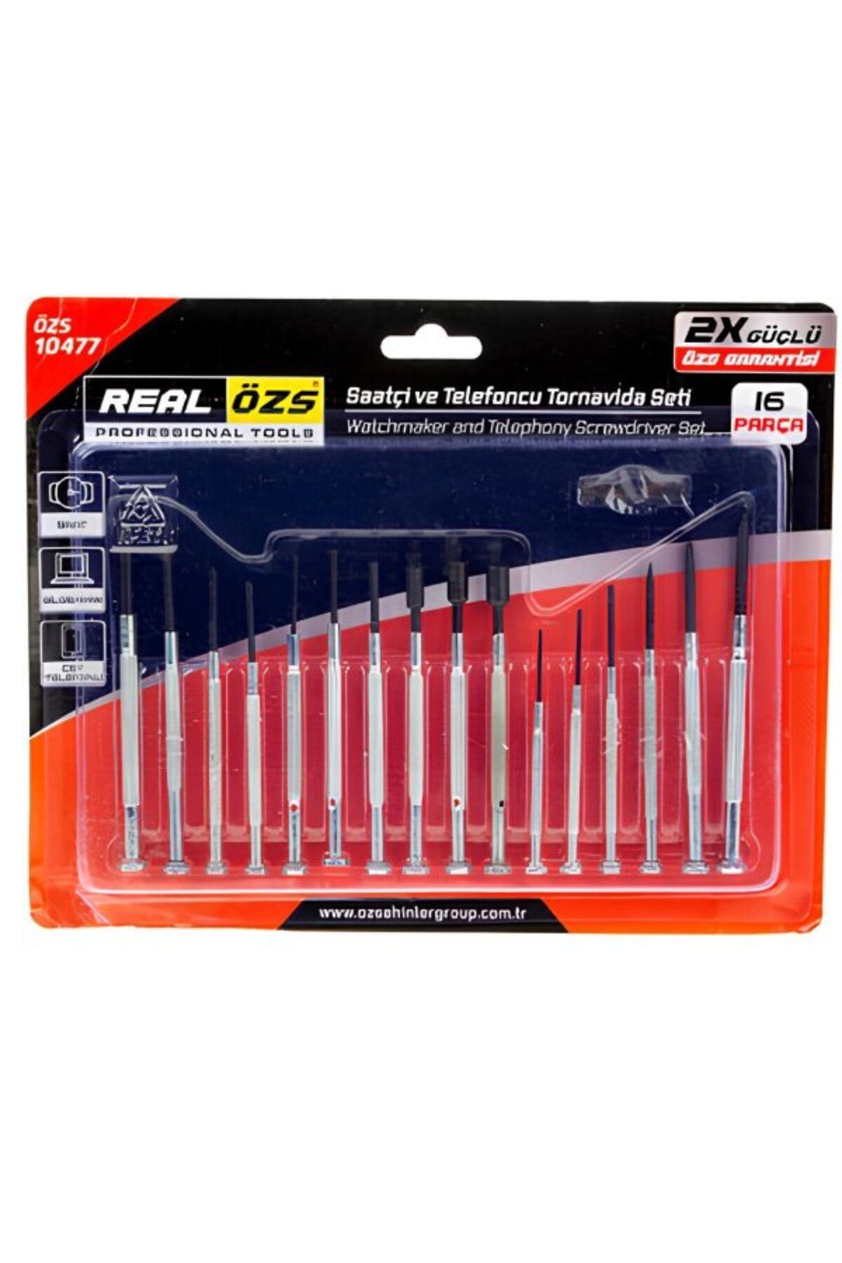 Real Özs SAATÇİ,TELEFONCU VE ELEKTRONİKÇİ TORNAVİDA SETİ 16 PARÇA