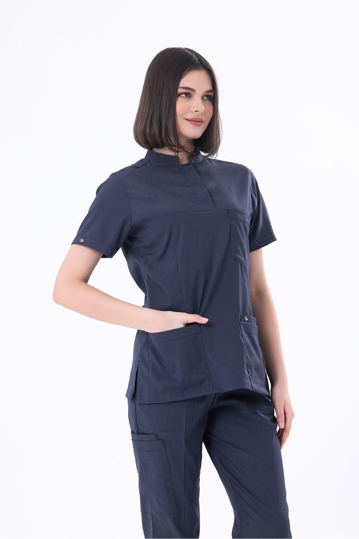 EGEUNIFORM Tek Üst Premium Avcı Yeşil Likralı Hakim Yaka Düğmeli Cepli Hemşire  Doktor forması medikal Fiyatı, Yorumları - Trendyol