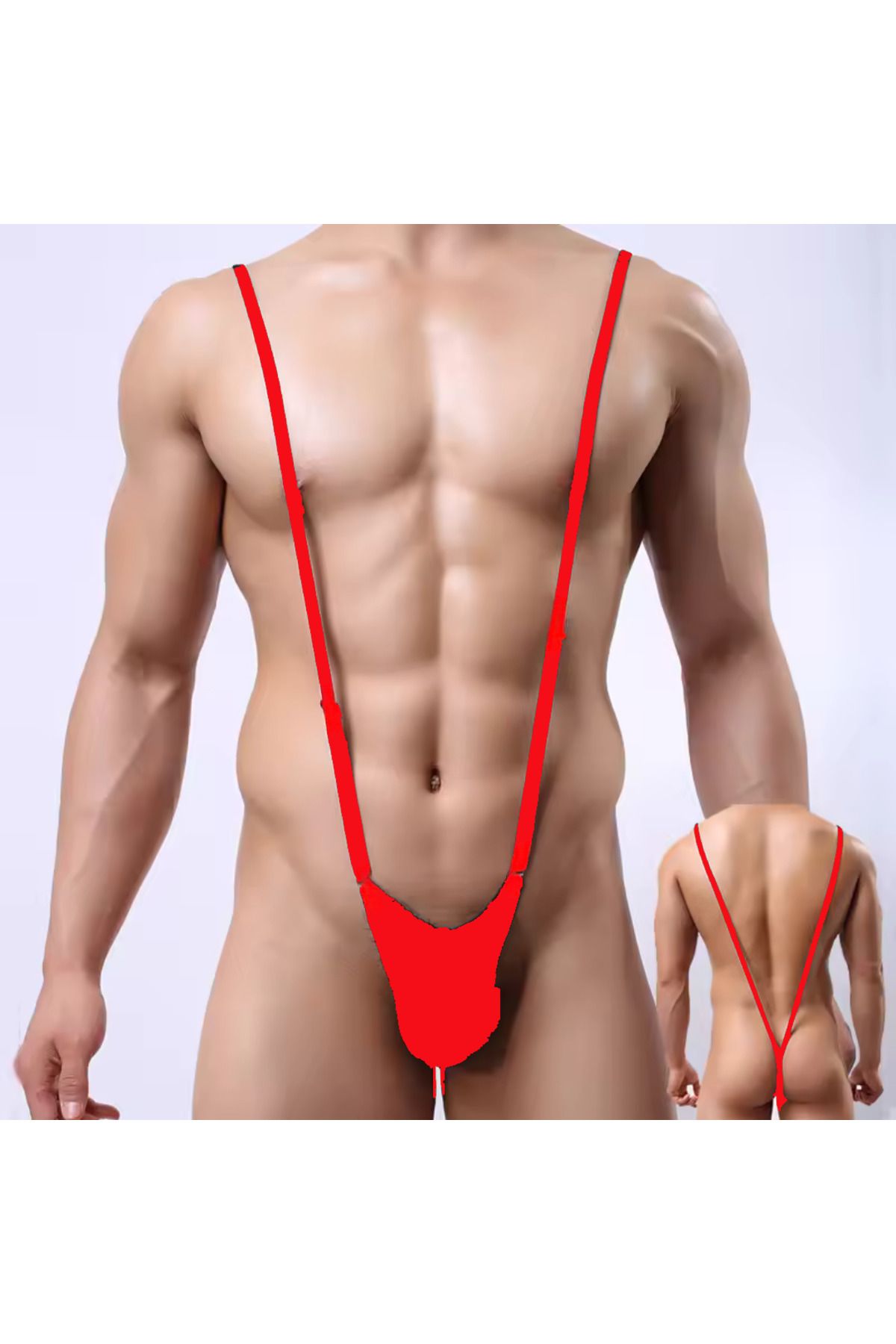 Bacio-Fancy Elastic Red Men's String – Large Size Men's Underwear 3