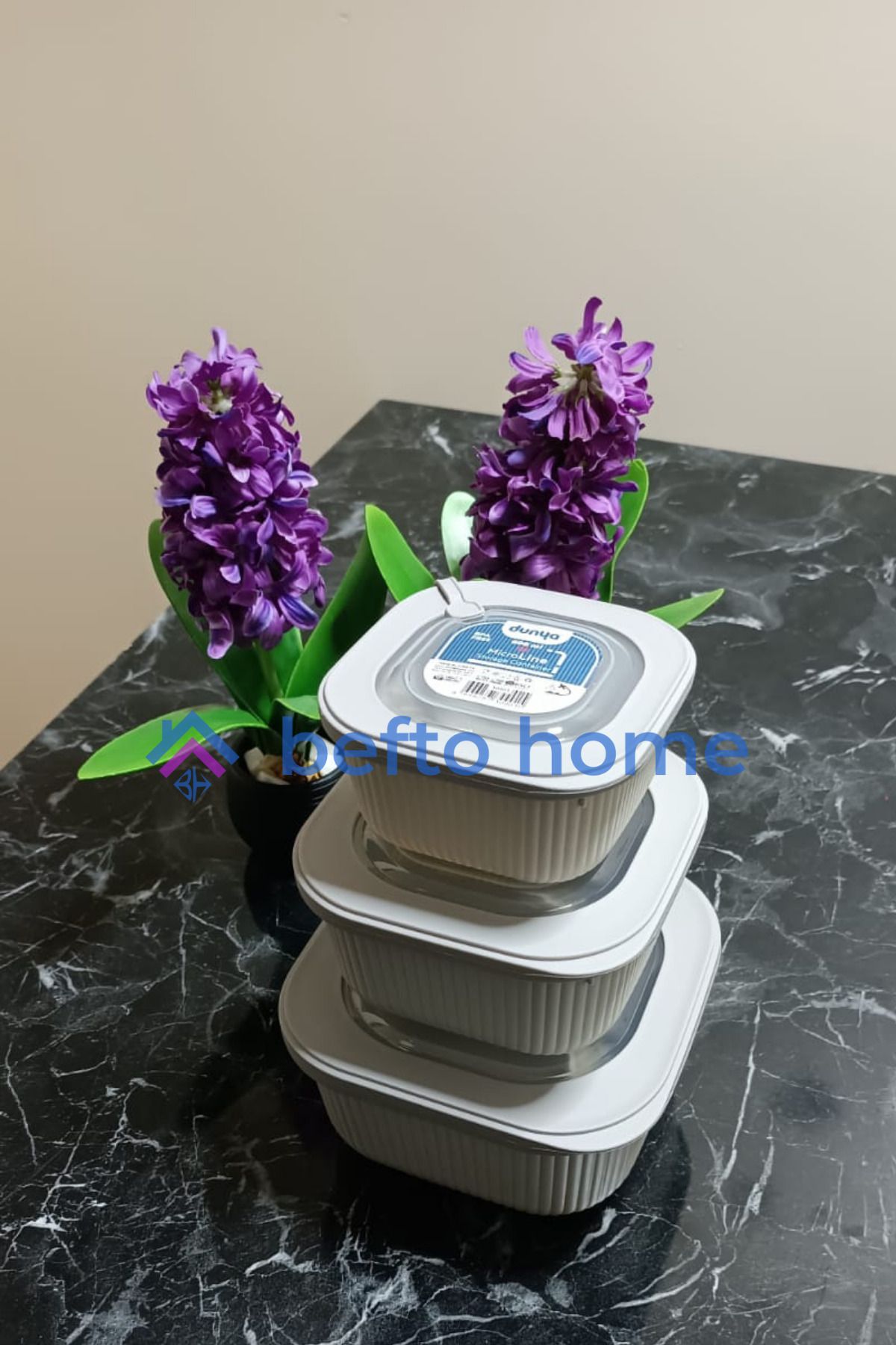 BEFTO HOME-3-Piece Freezer and Microwave Storage Container Set - 600 Ml, 1100 Ml, 1800 ml 6