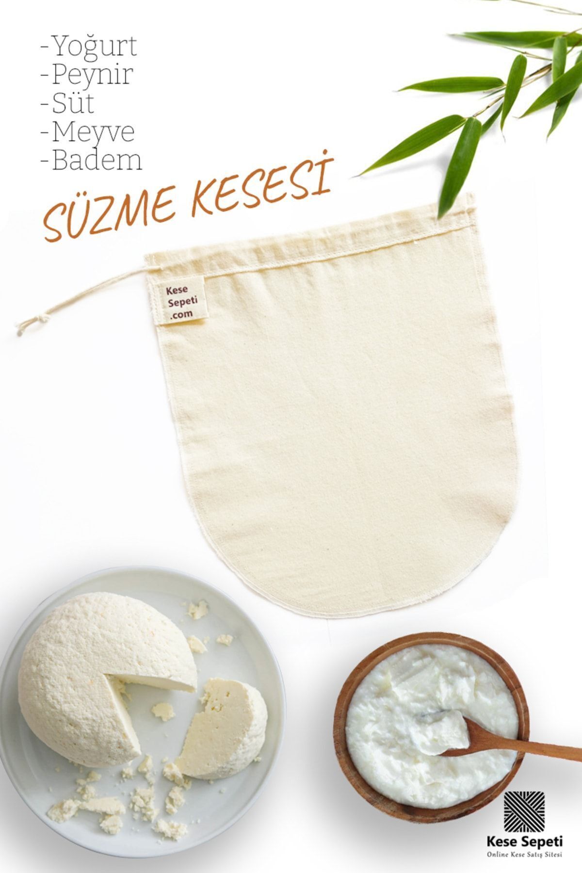 kesesepeti Vegan Ve Hayvansal Süt Ürünleri Süzme Kesesi - Yıkanabilir %100 Pamuk Natürel Bez Torba | Estameña fotoğrafı 4 (önizleme)