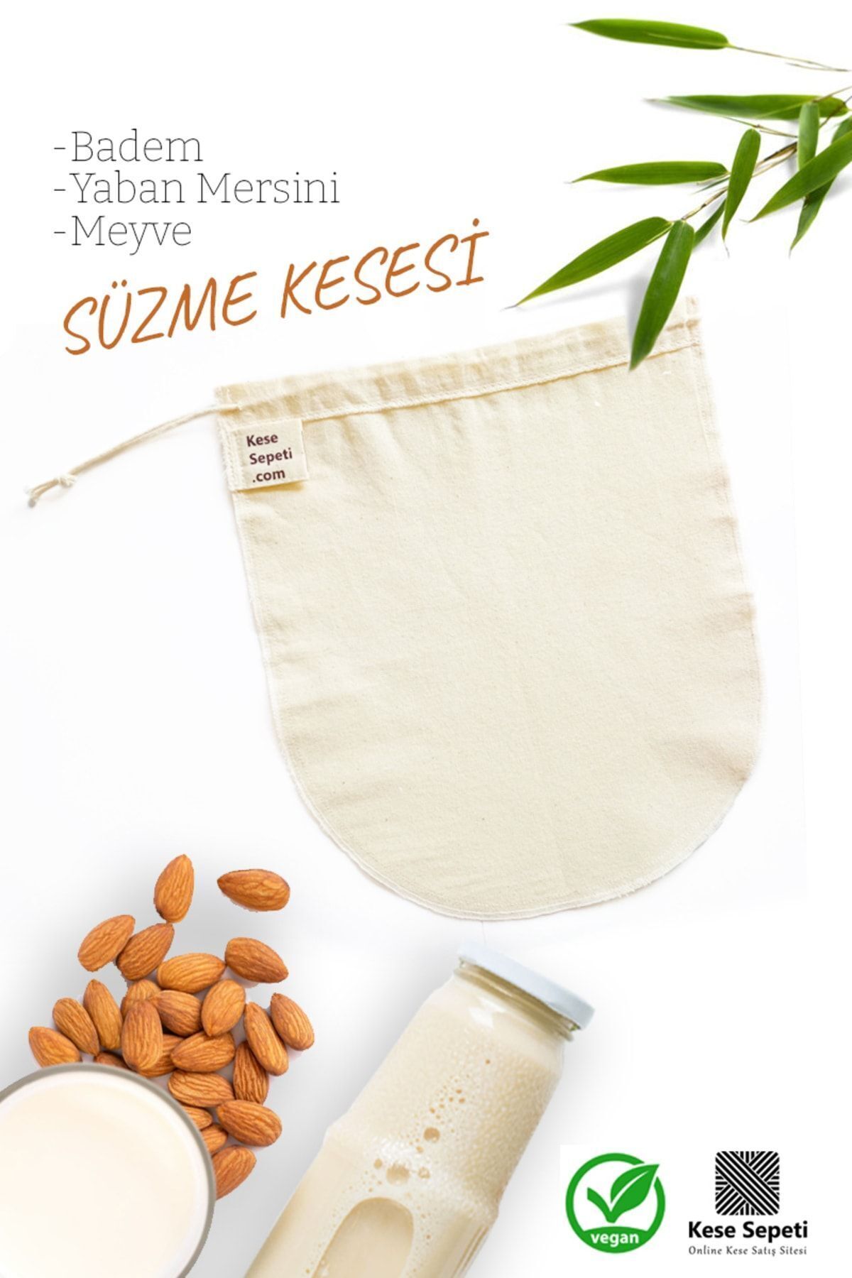 kesesepeti Vegan Ve Hayvansal Süt Ürünleri Süzme Kesesi - Yıkanabilir %100 Pamuk Natürel Bez Torba | Estameña fotoğrafı 2 (önizleme)
