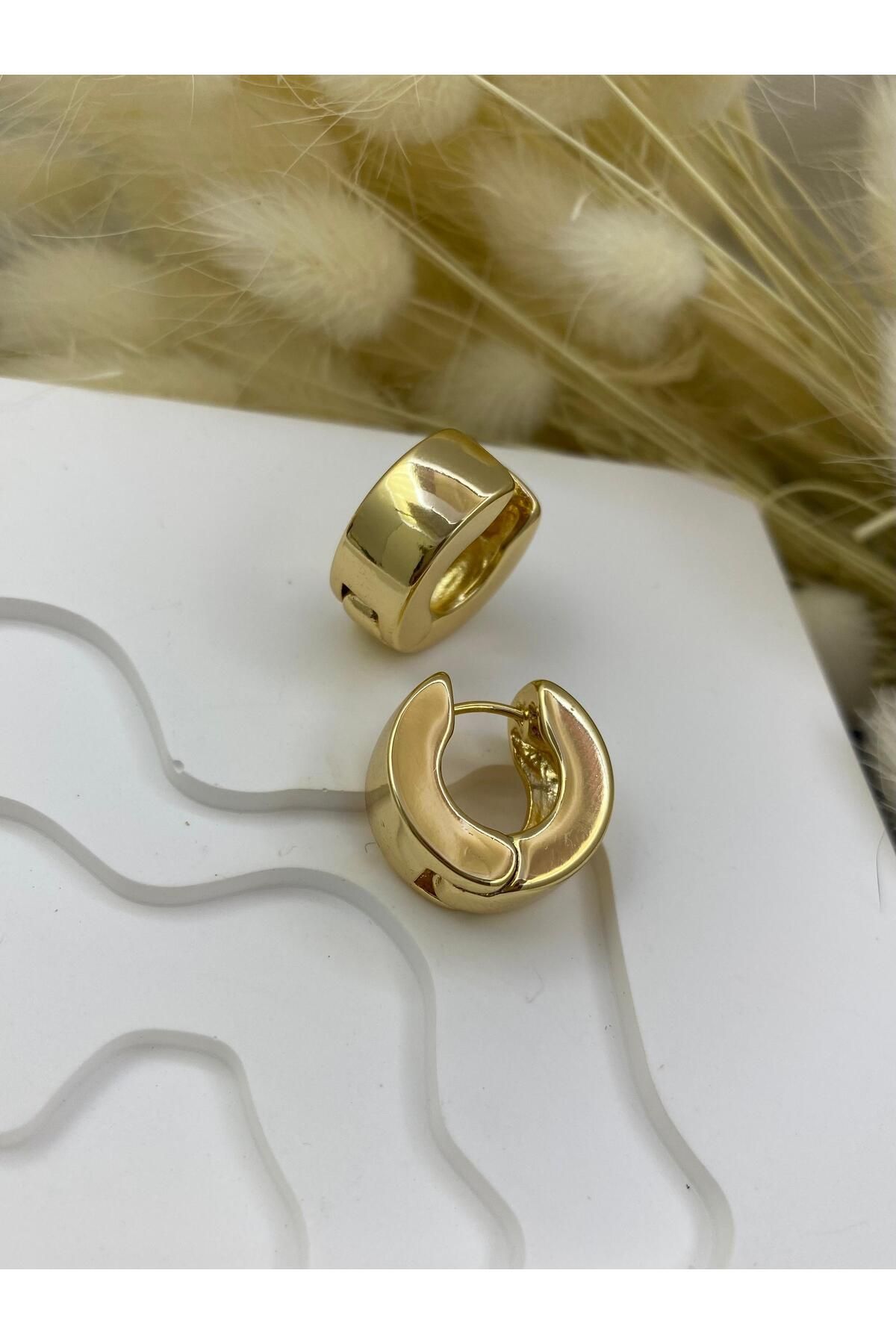 KARARMAZ İTHAL ÇELİK GOLD RENK KALIN HALKA KÜPE