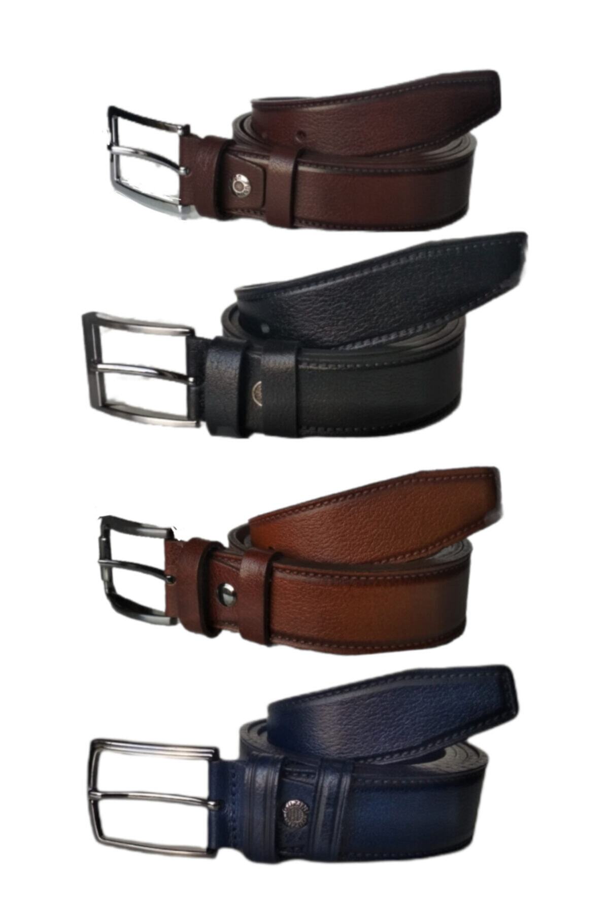 کمربند مردانه مشکی Kar-Pa | 4lü-3.5cm-dsnn-siy-kah-tab-laci-1 اورجینال - تصویر 2