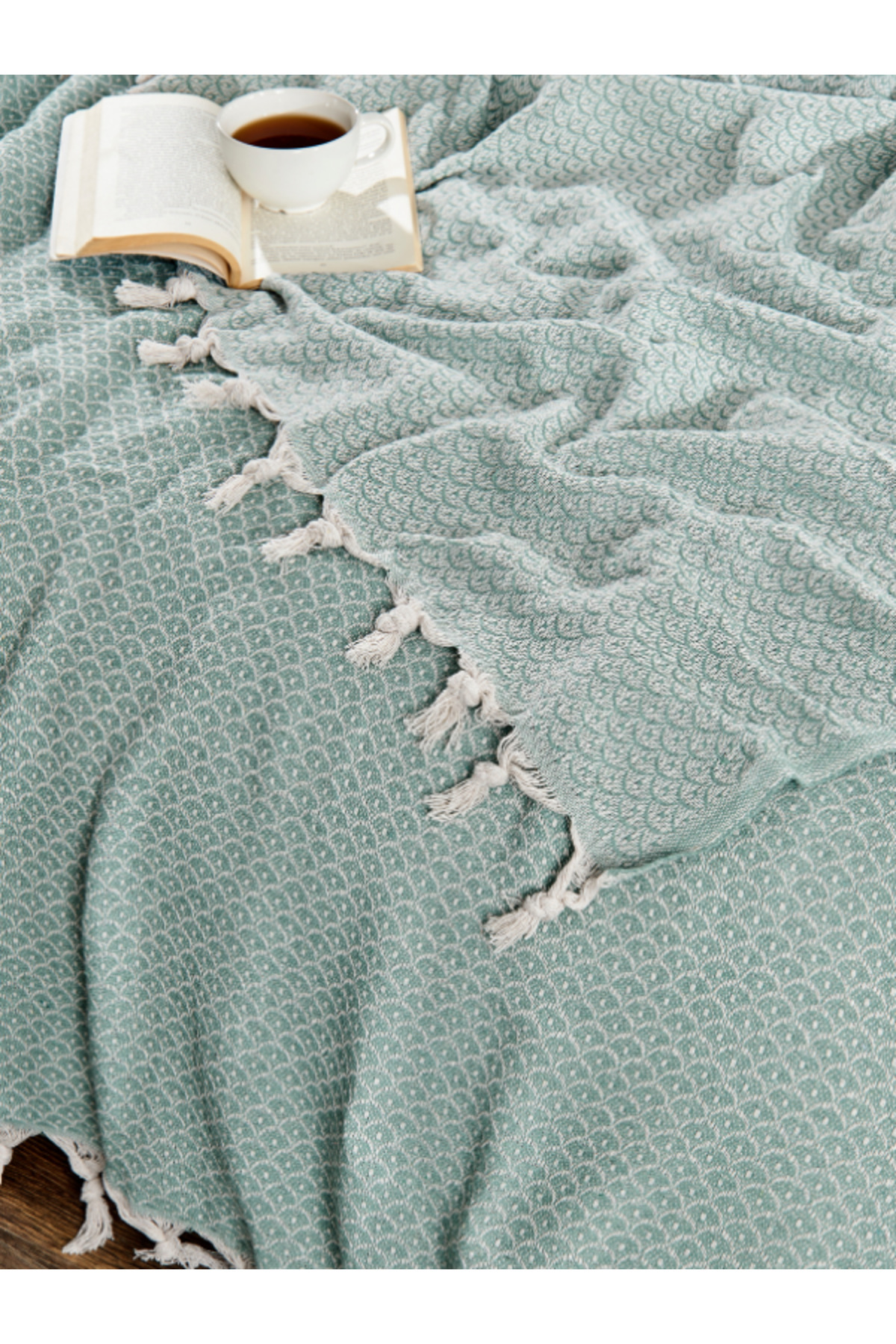 bulchahome Mint Green Wave Patterned Double Pique Trendyol