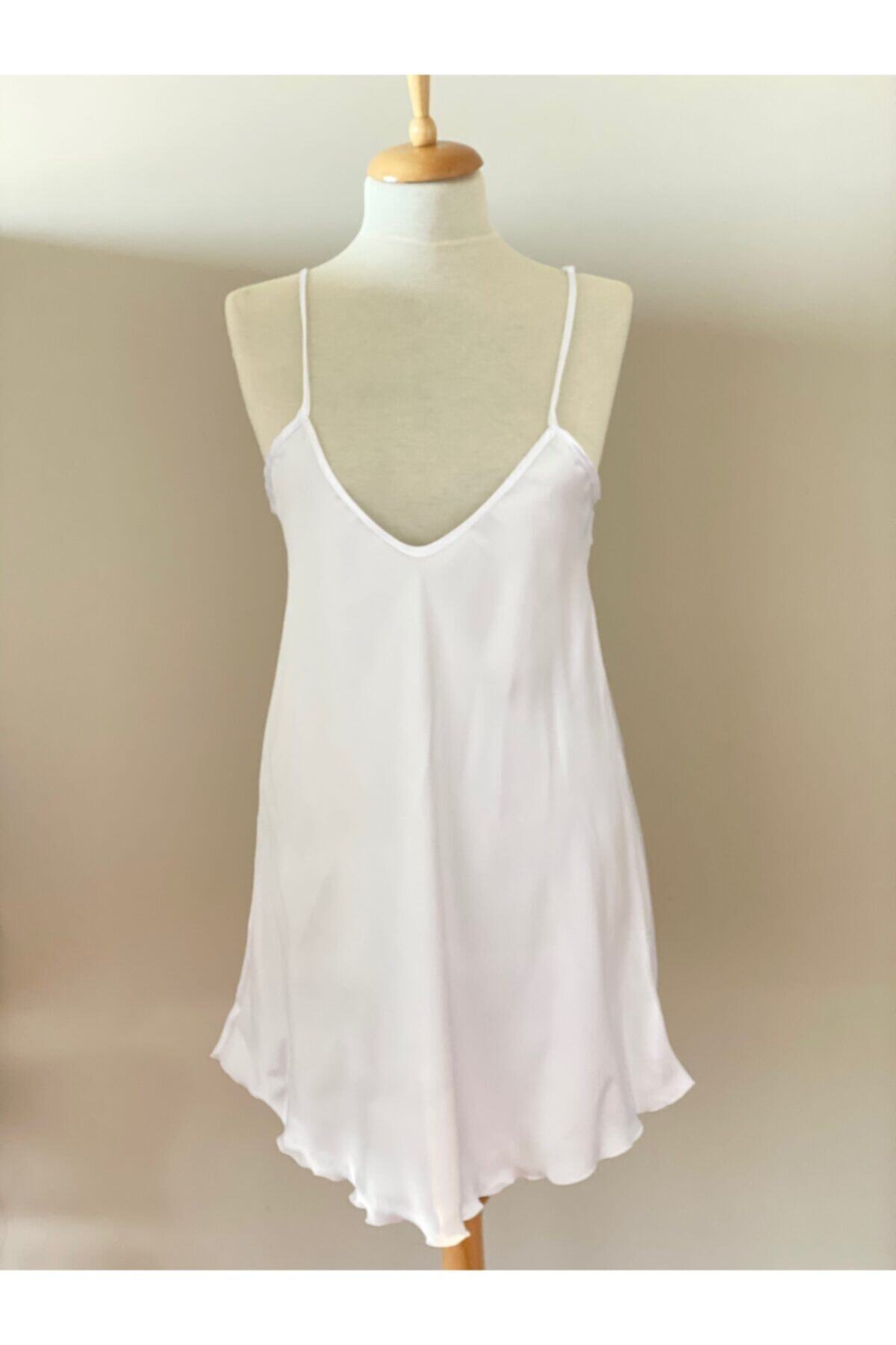 lilyum butik Kadın Beyaz Saten İç Elbise