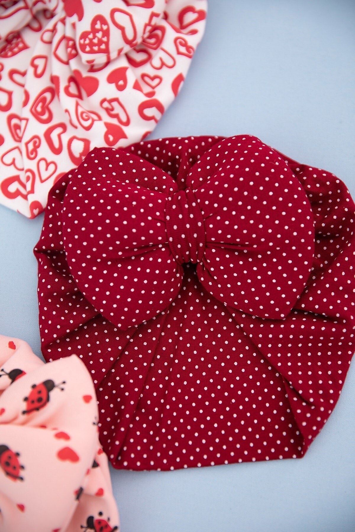 dubi baby Kız Bebek Renkli Desenli 3`lü Bone Takım fotoğrafı 3 (önizleme)