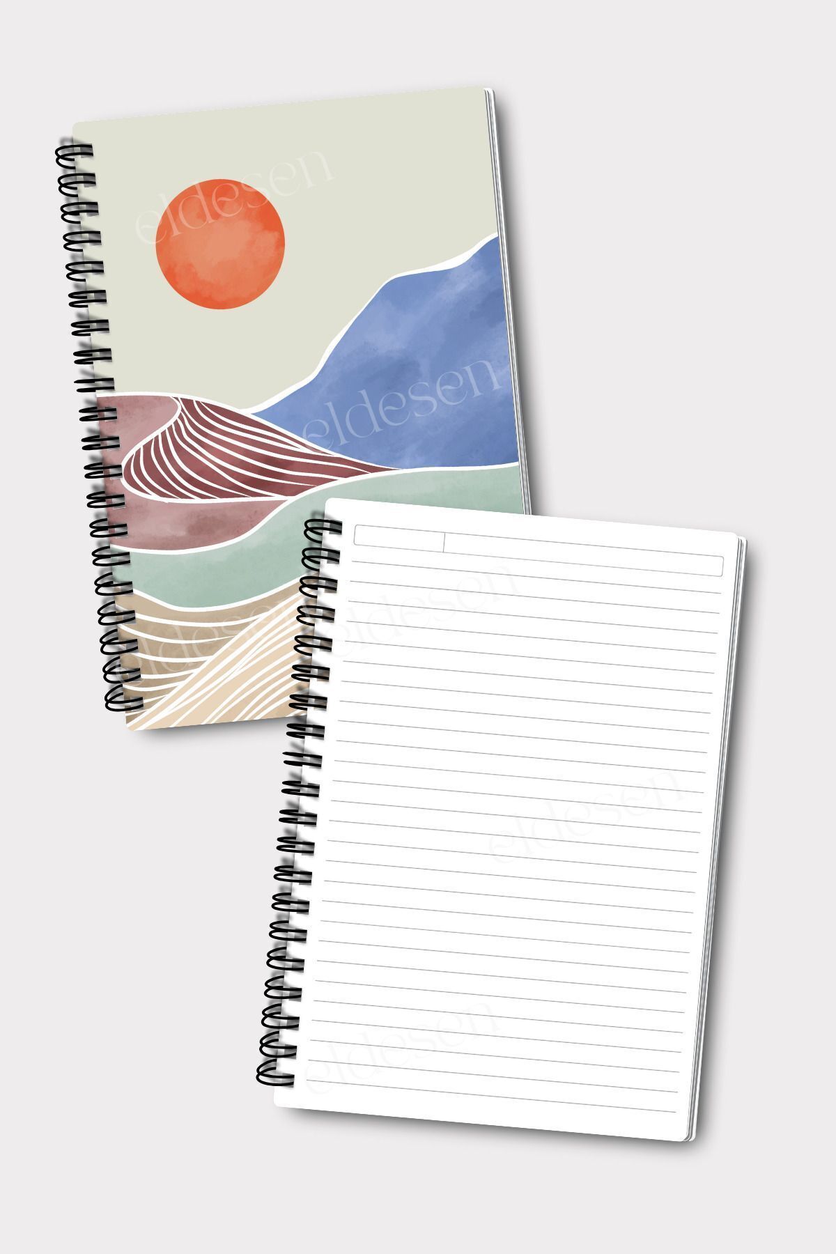 Eldesen Tasarım-A5 Size Spiraled Lined Notebook Set of 4 - 50 Sheets 100 Pages 4