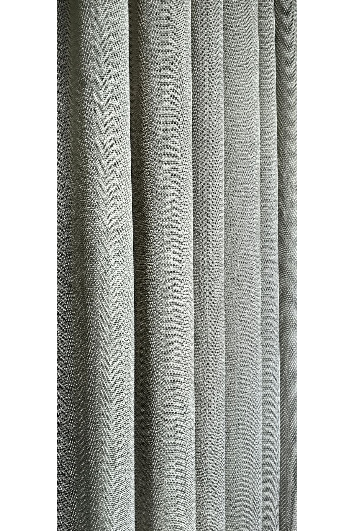 Yuka-Beige Herringbone Model Patterned 1/3 Tight Pleat Tulle Curtain Does Not Wrinkle or Iron 6