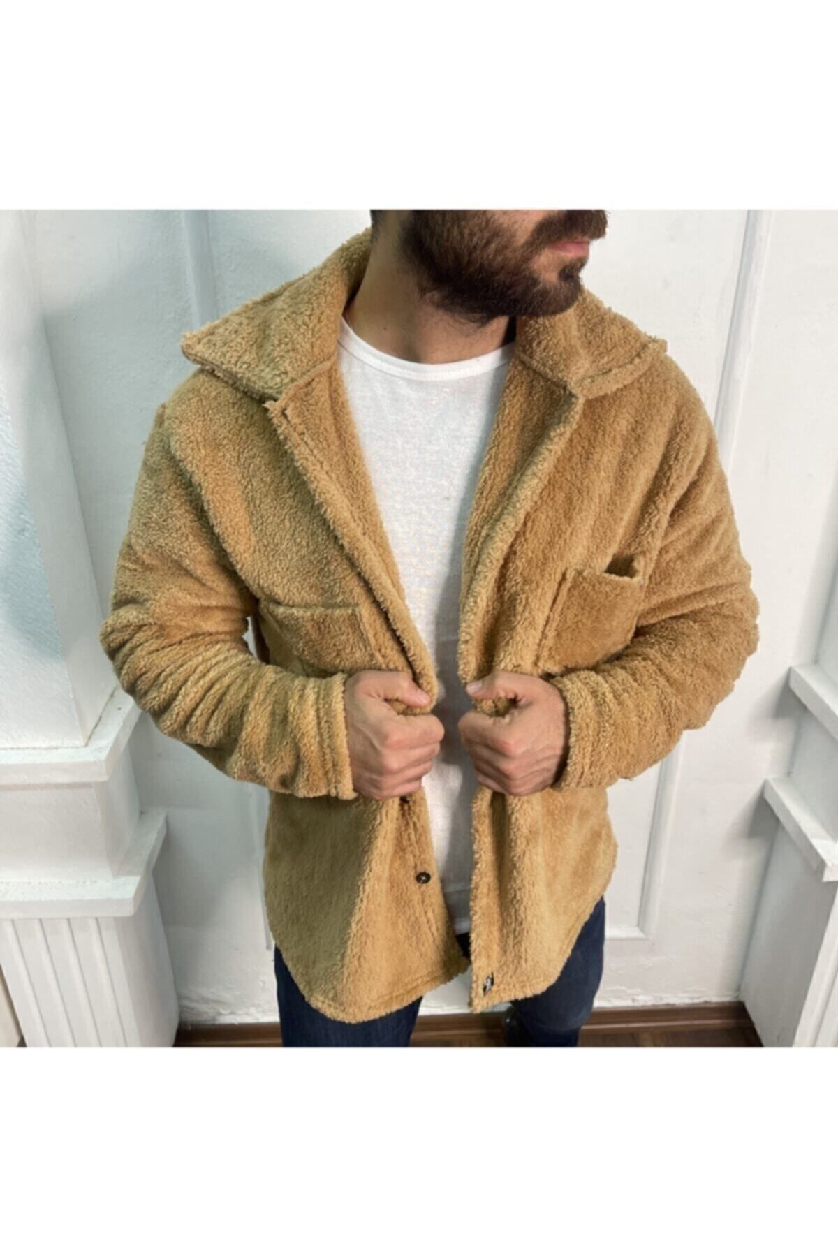 YONEZ MODA Men s Brown Yonez Welsoft Plush Jacket Trendyol