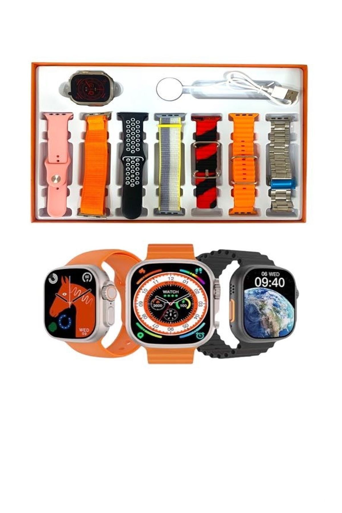 Genel Markalar Smart Watch 8 Ultra 7 In 1 Akıllı Saat 7 Kordonlu