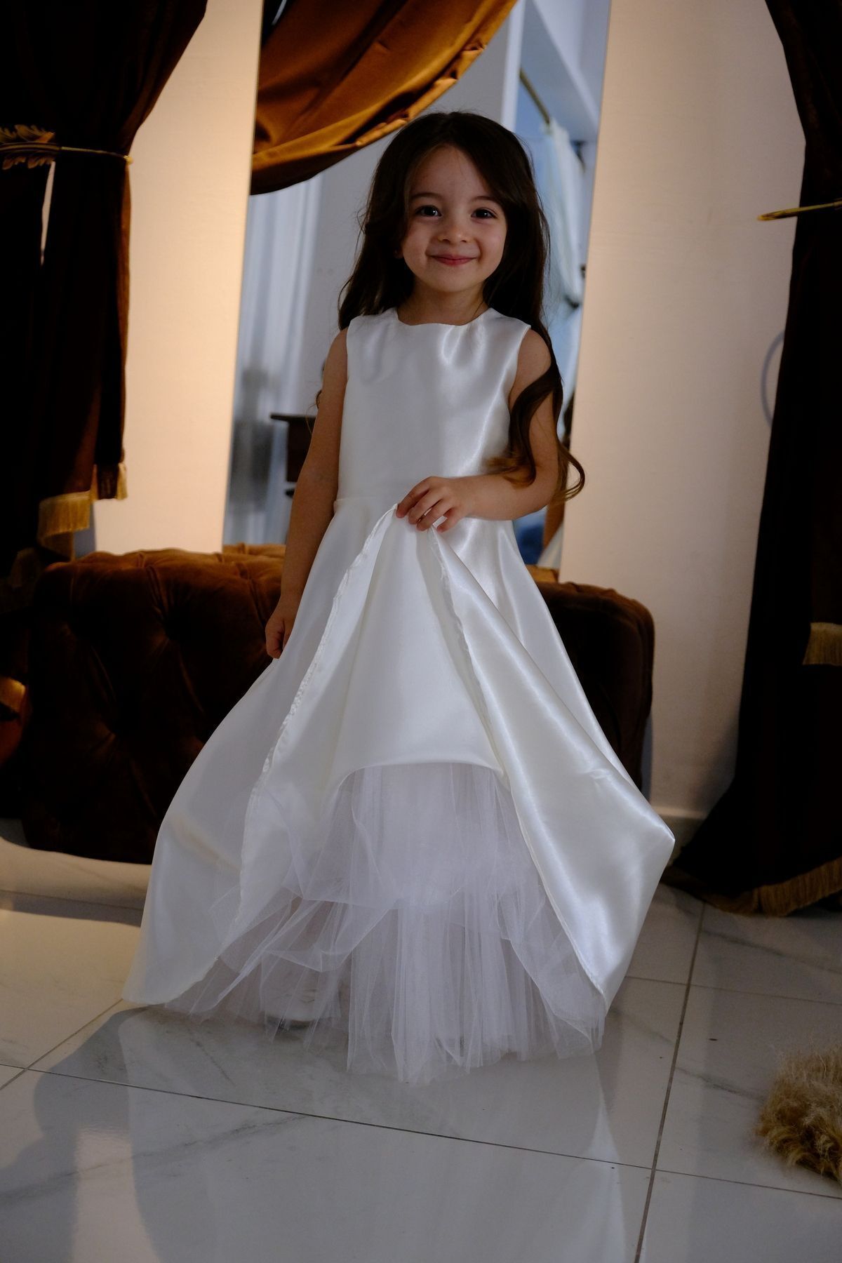 Shıne dresses-Girl's Red Bindalli Kaftan 7