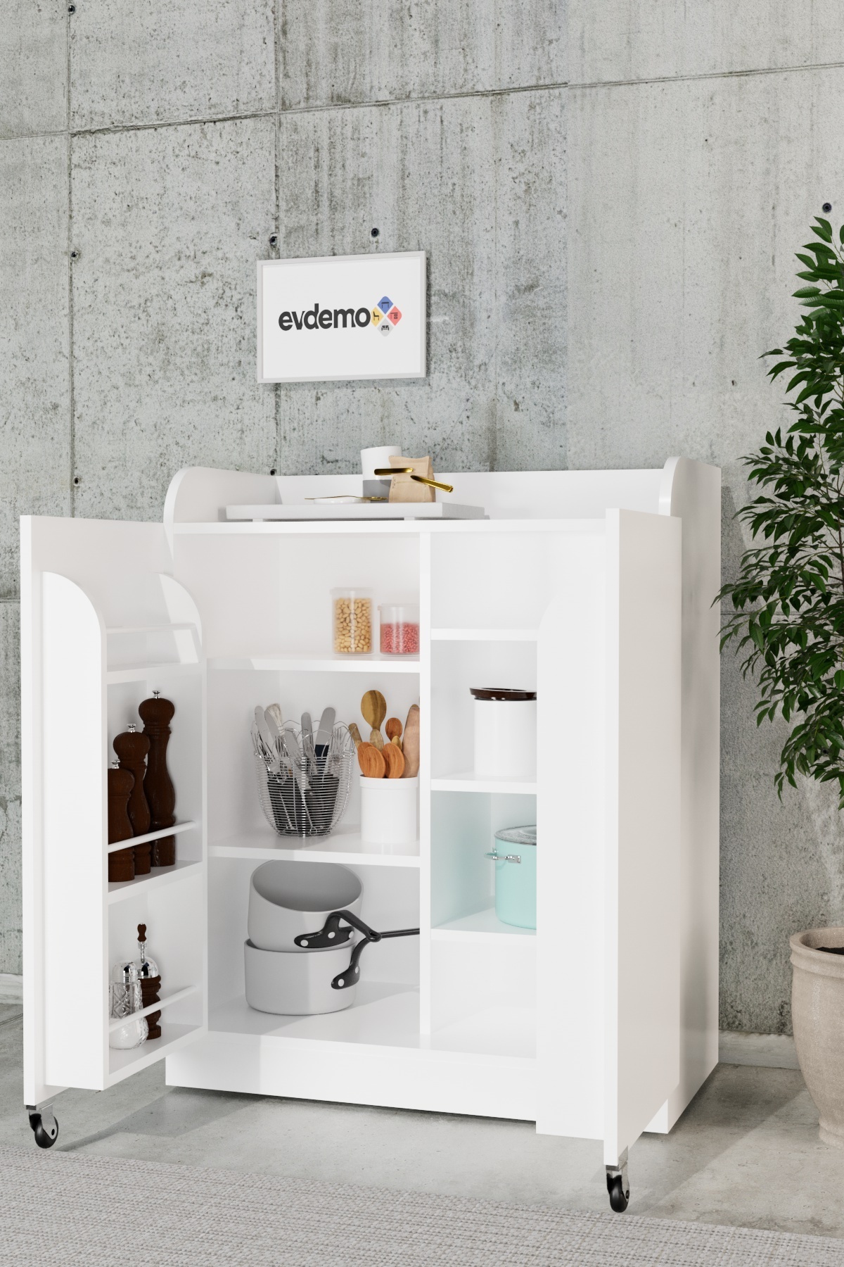 Deep 2 Door Provision Pantry Cabinet White