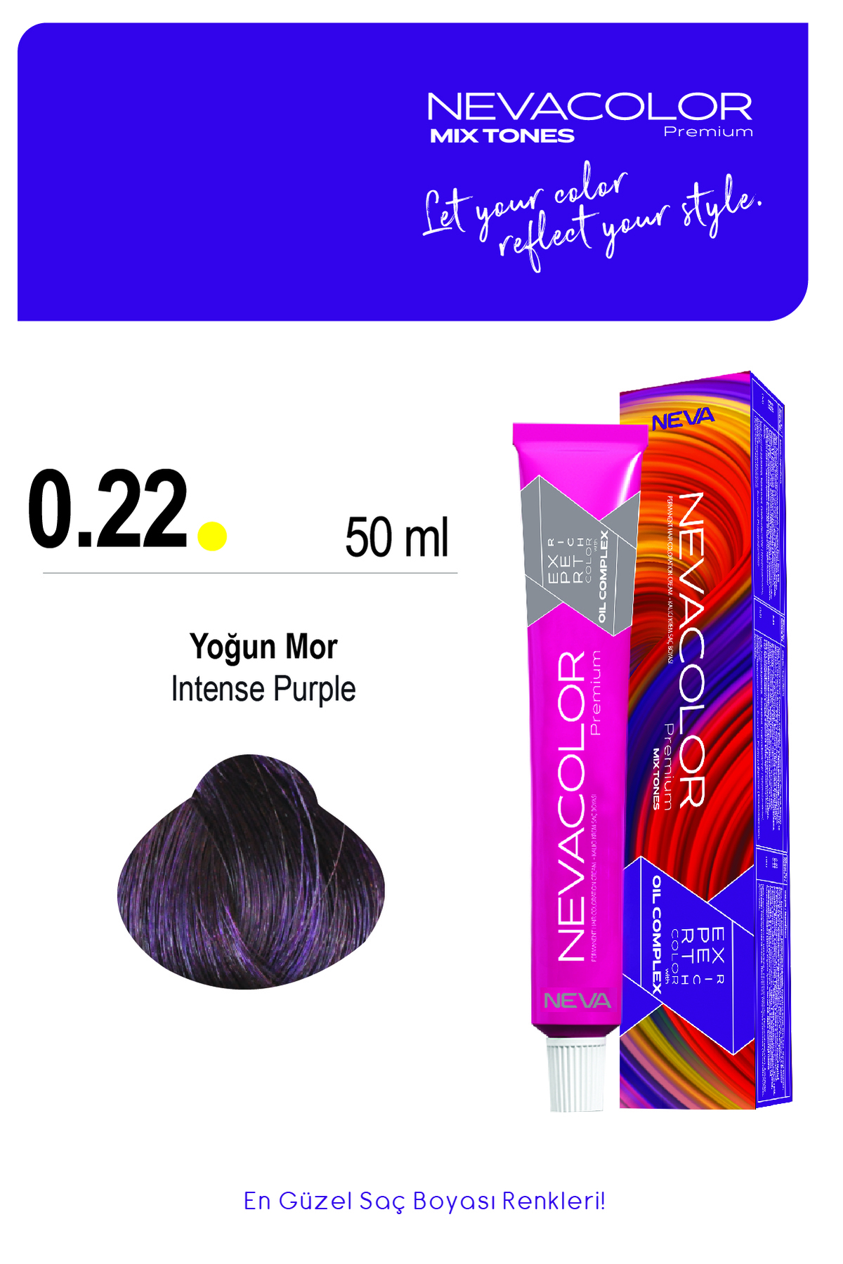 MIX 0.22 YOĞUN MOR Kalıcı Krem Saç Boyası 50ml — سبز OTR01 NCMIX 0.22