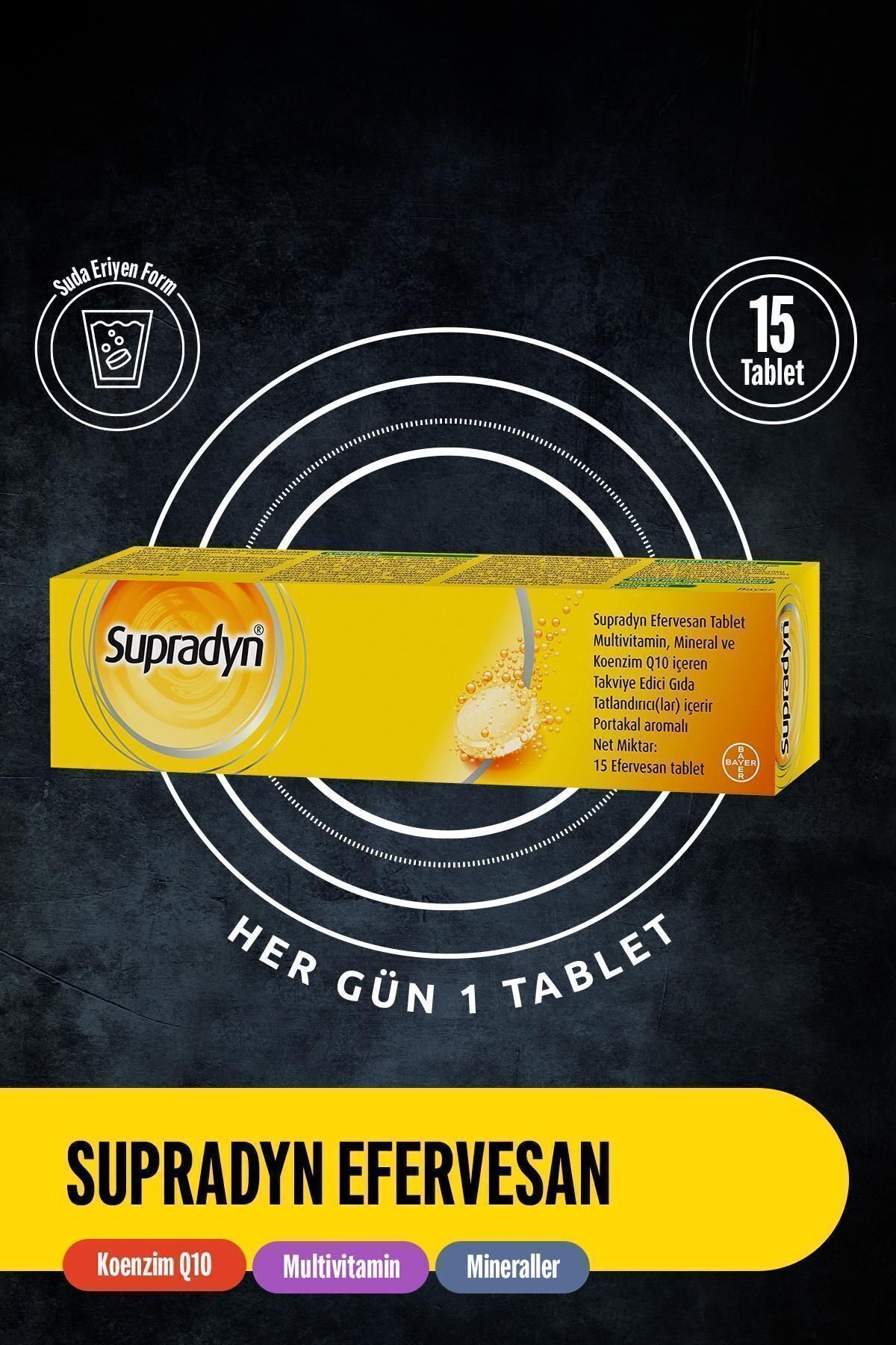 Supradyn-15 Effervescent Tablets |   Food Supplement Containing Coenzyme Q10, Multivitamins and Minerals 2