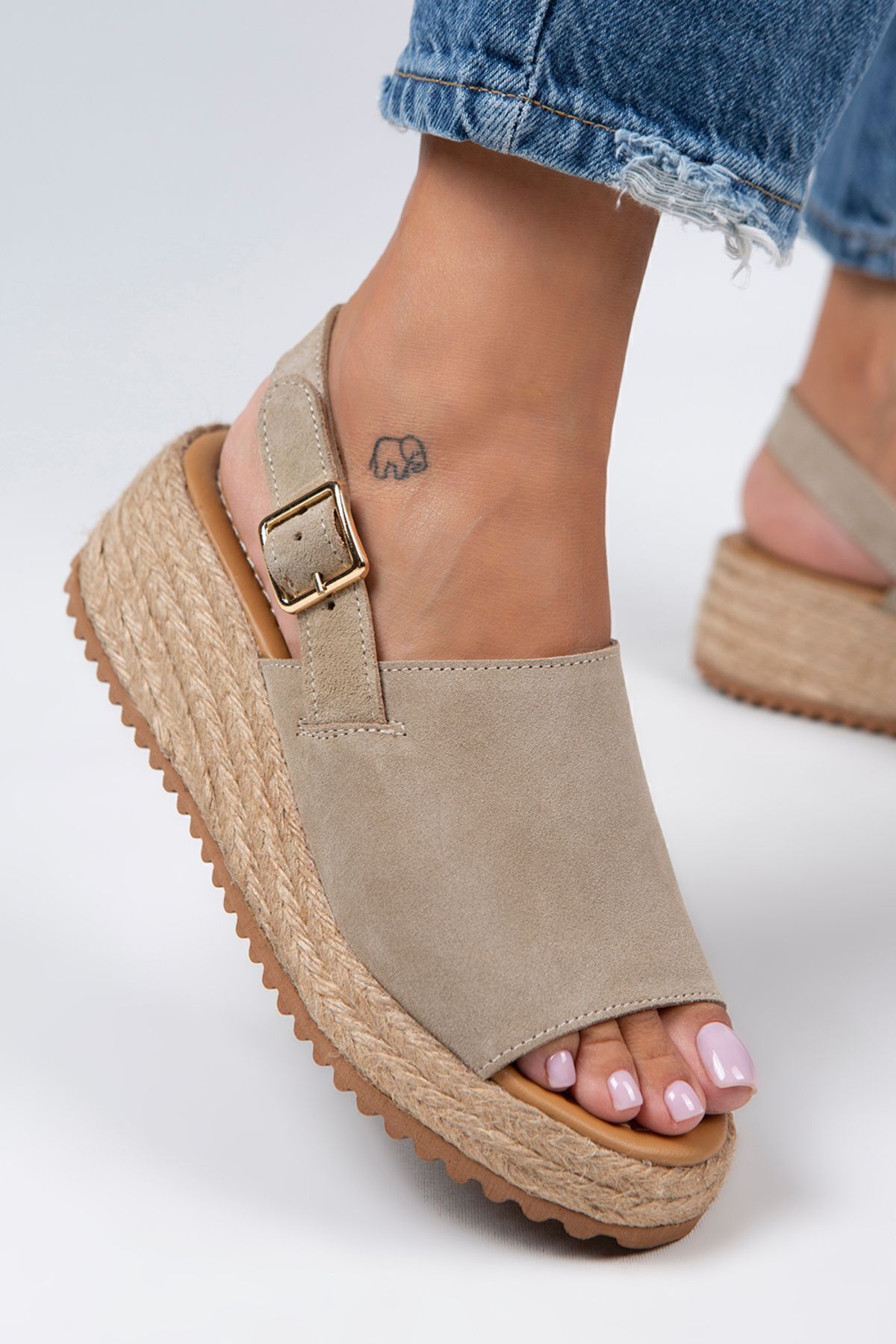 Manijero  Penny Kadın Hakiki Deri Kemerli Tokalı Bej Sandalet - Görsel 5