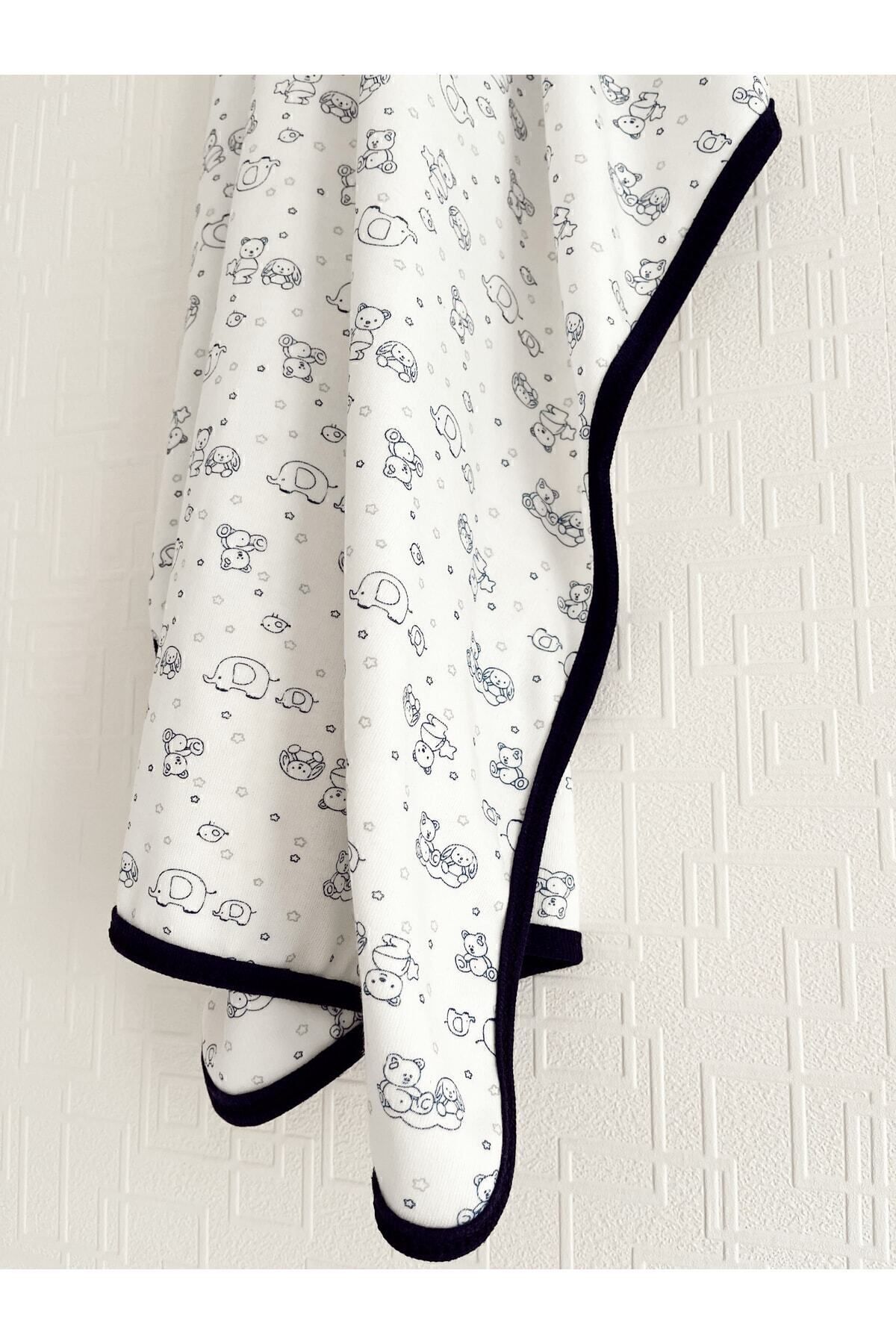 Cloudy Çift Katlı Lacivert Bebek Kundak Battaniyesi Yeni Doğan Lacivert Pamuklu Penye 80x80 Cm fotoğrafı 6 (önizleme)