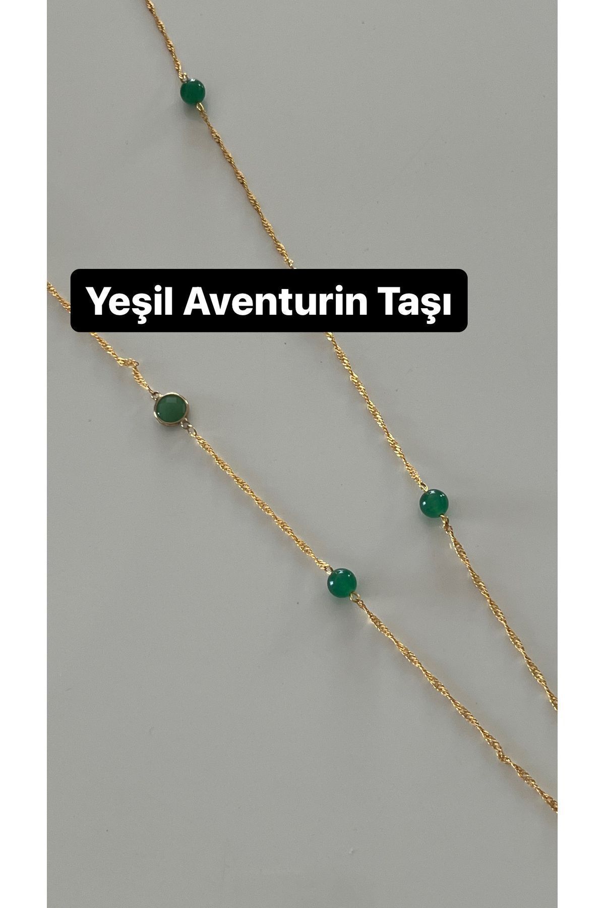 85 Cm Uzun Yeşil Aventurin Dogal Taşlı Tasarım Kolye 5