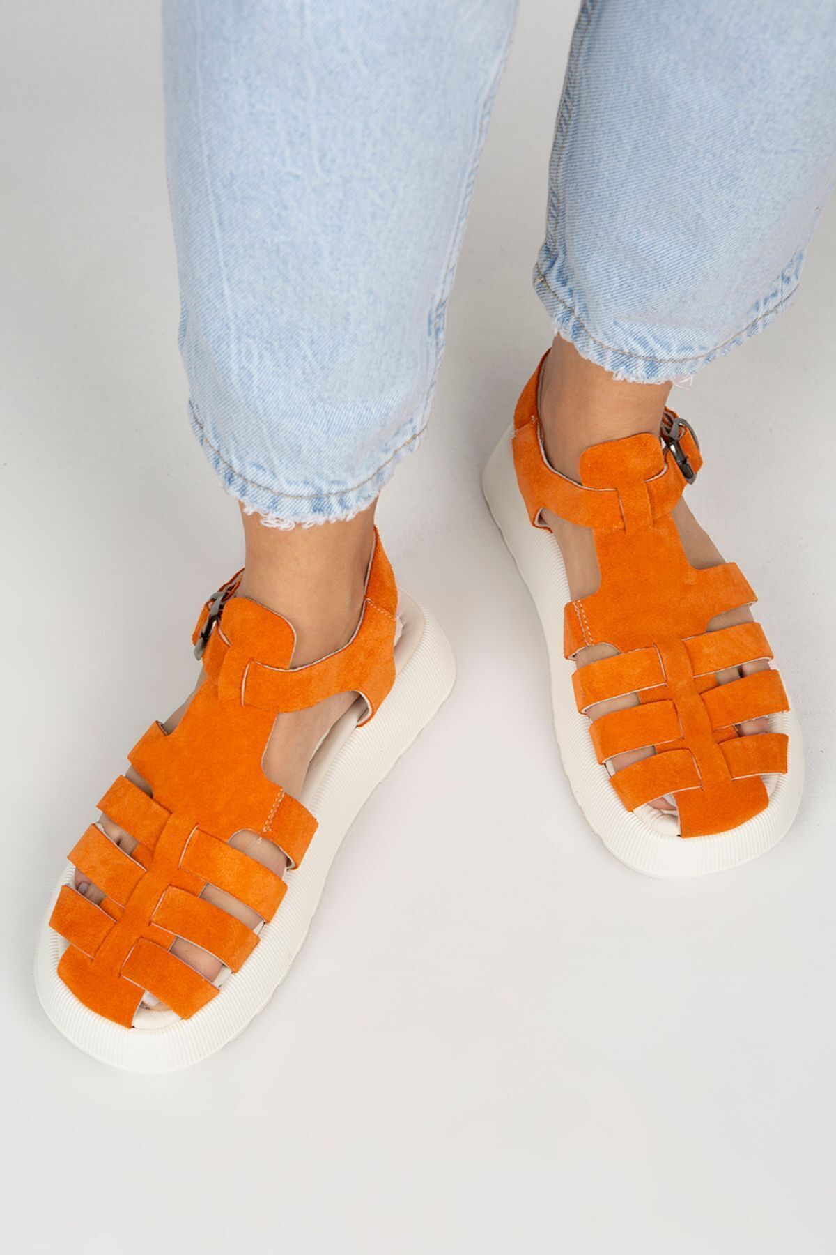 صندل زنانه نارنجی Manijero | MNJ.034 اورجینال - تصویر 7