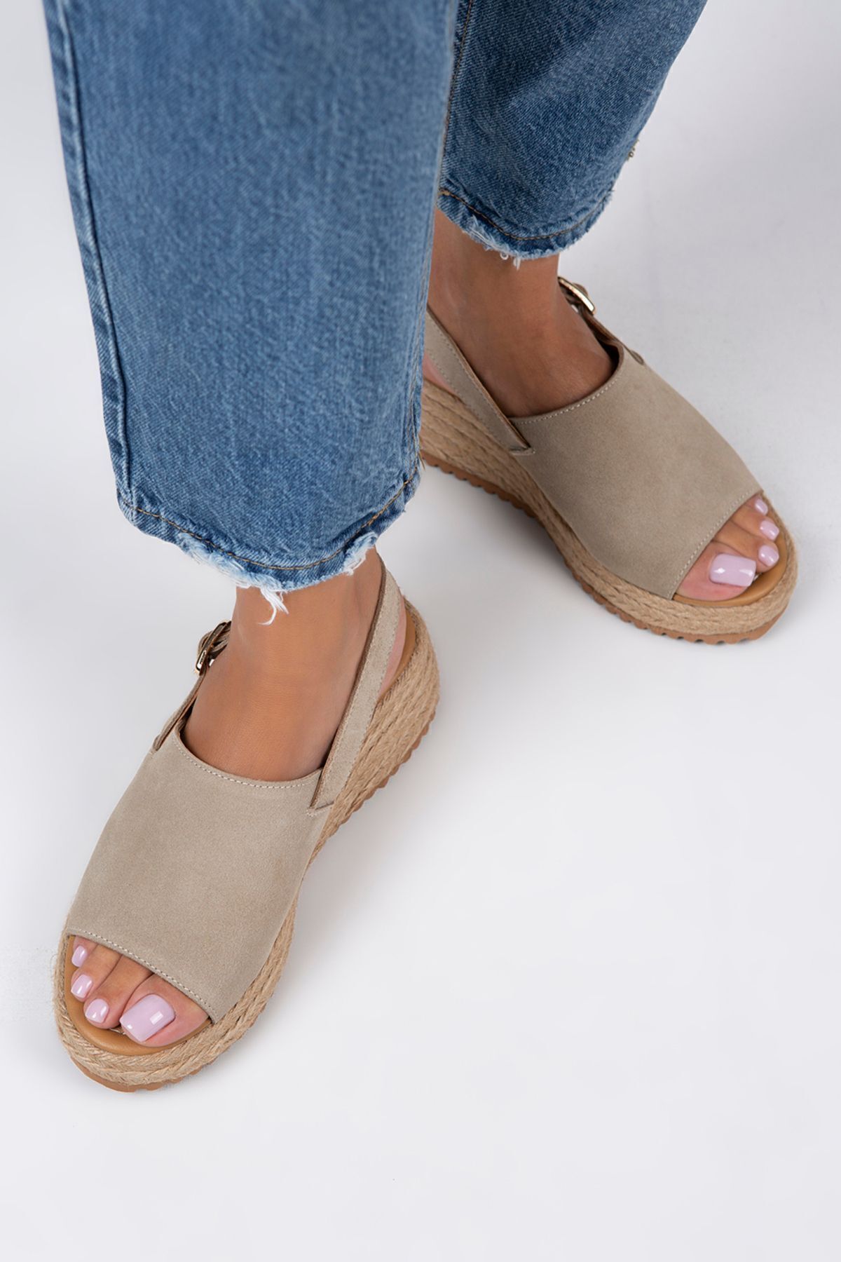 Manijero  Penny Kadın Hakiki Deri Kemerli Tokalı Bej Sandalet - Görsel 6