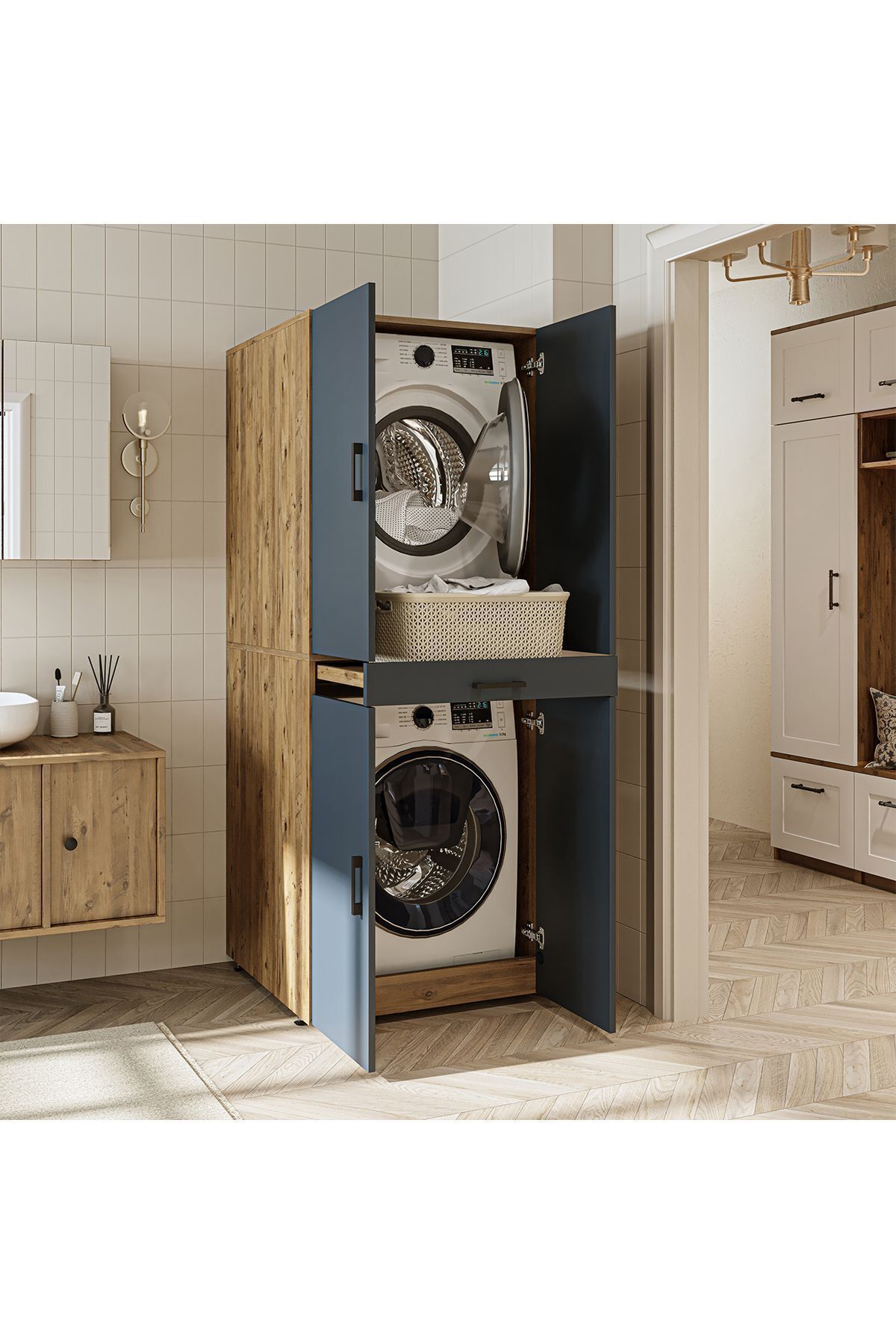 Muhteşem Çamaşır Makinesi Dolabı modeli dekorasyonu