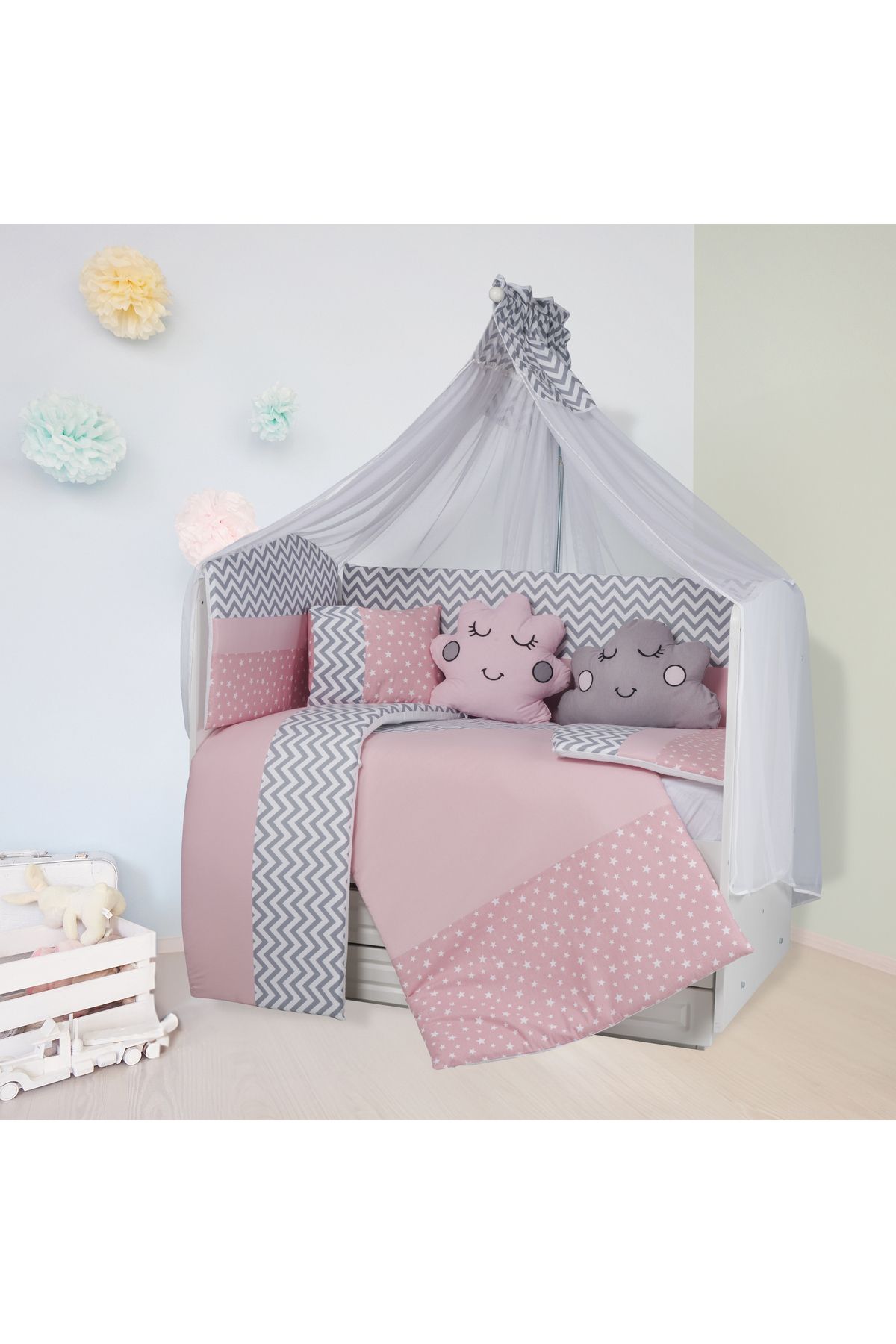 Tugu Home&baby Esila %100 Pamuk 11 Parça 60x120 Cm Beşik Uyku Seti,bebek Takımı,anne Yanı Uyku Seti