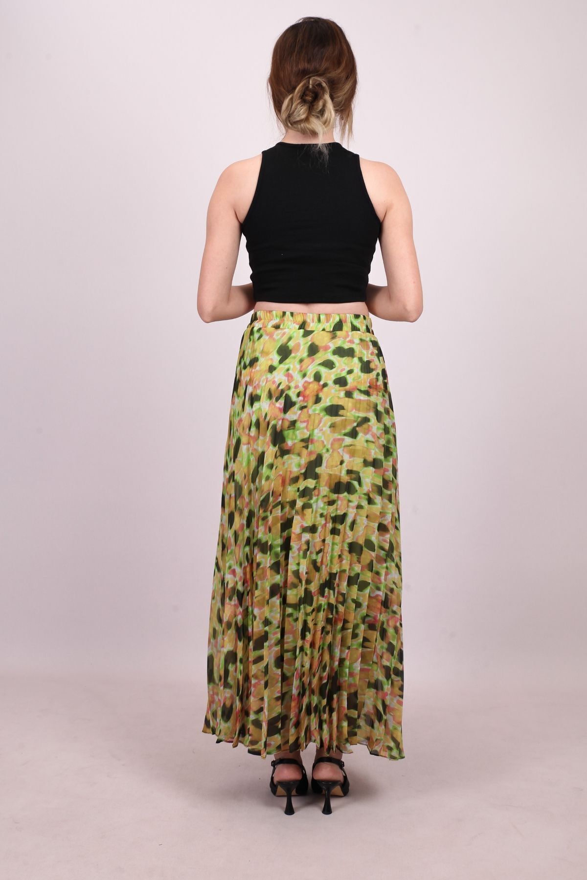 Jacket production-Long Chiffon Etetk - Lined, Elastic Waist and Pleated Pattern 3