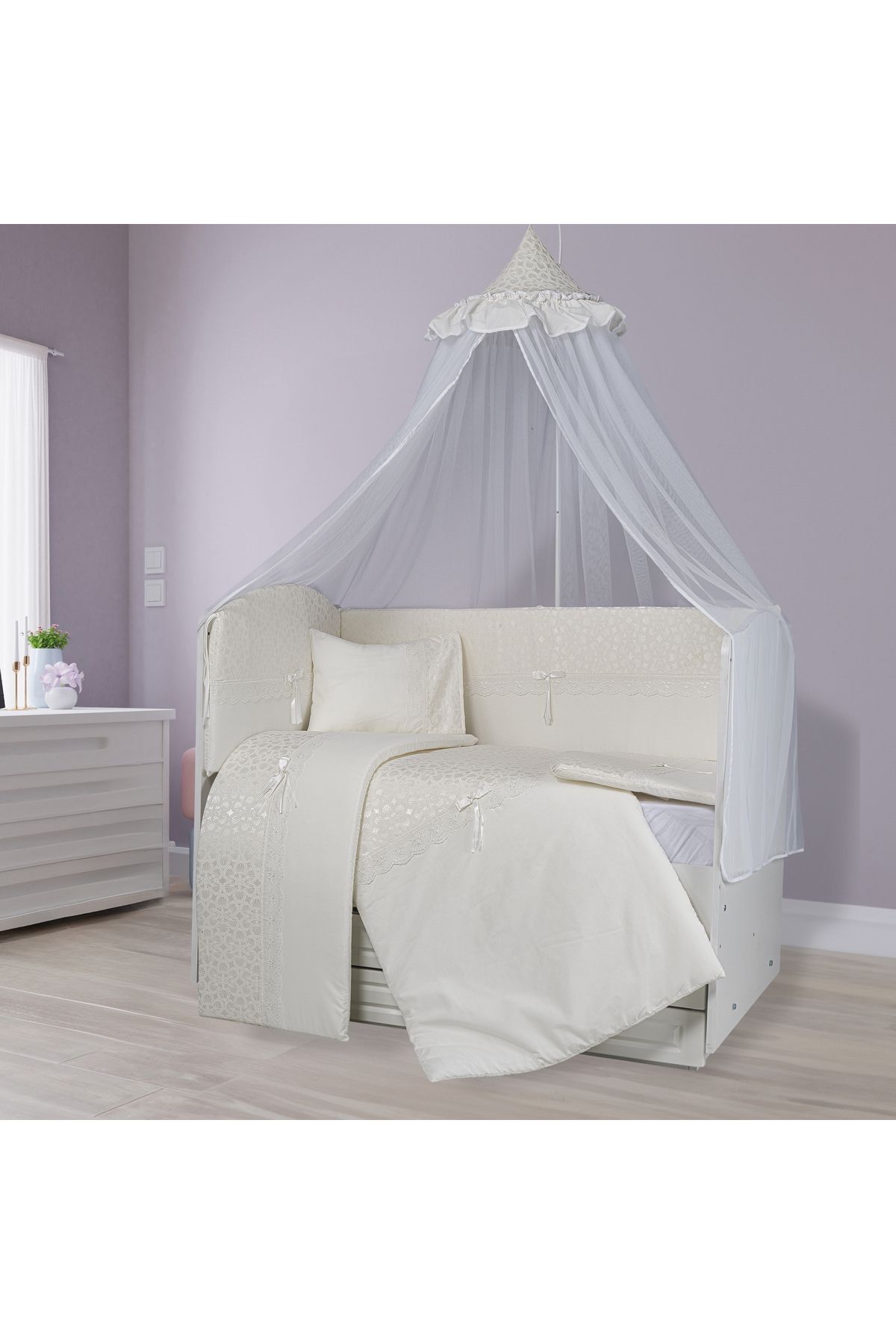 Tugu Home&baby Ebrar %100 Pamuk 9 Parça 60x120 Cm Beşik Uyku Seti,bebek Uyku Takımı,anne Yanı Set