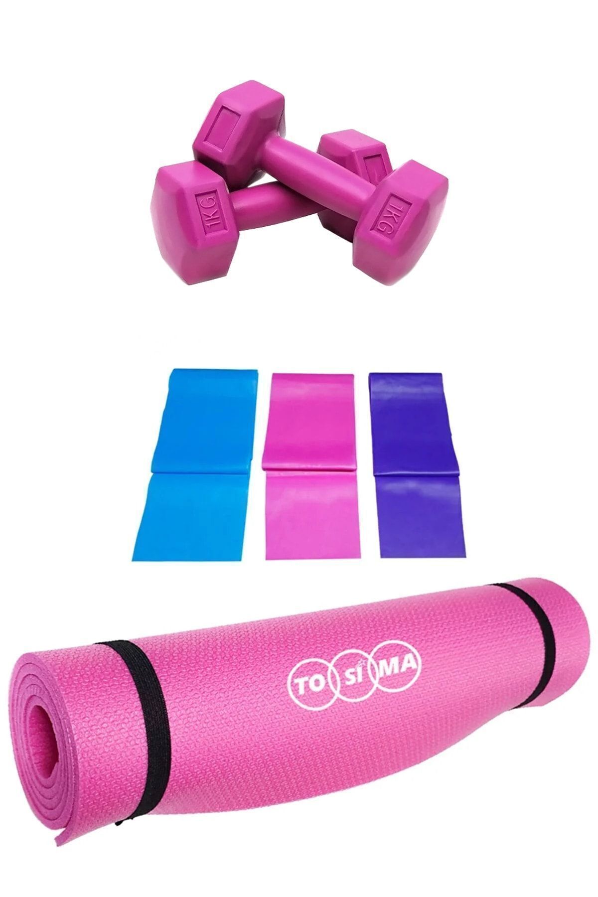 6 Parça Pilates Seti Pilates Matı 1 Kg Dambıl Pilates Direnç Lastiği Pilates Minderi Set