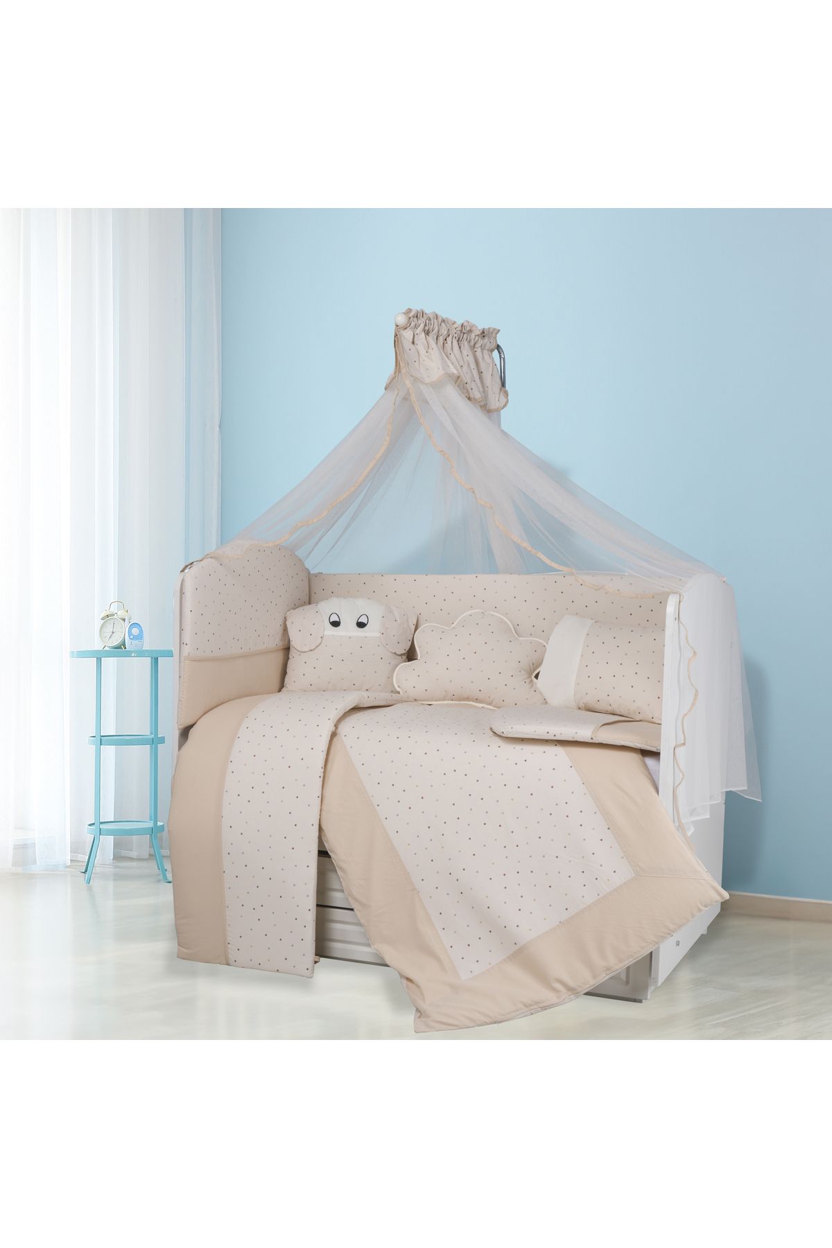 Tugu Home&baby Joli %100 Pamuklu 11 Parça 70x130 Cm Beşik Uyku Seti,bebek Uyku Takımı,anne Yanı Set