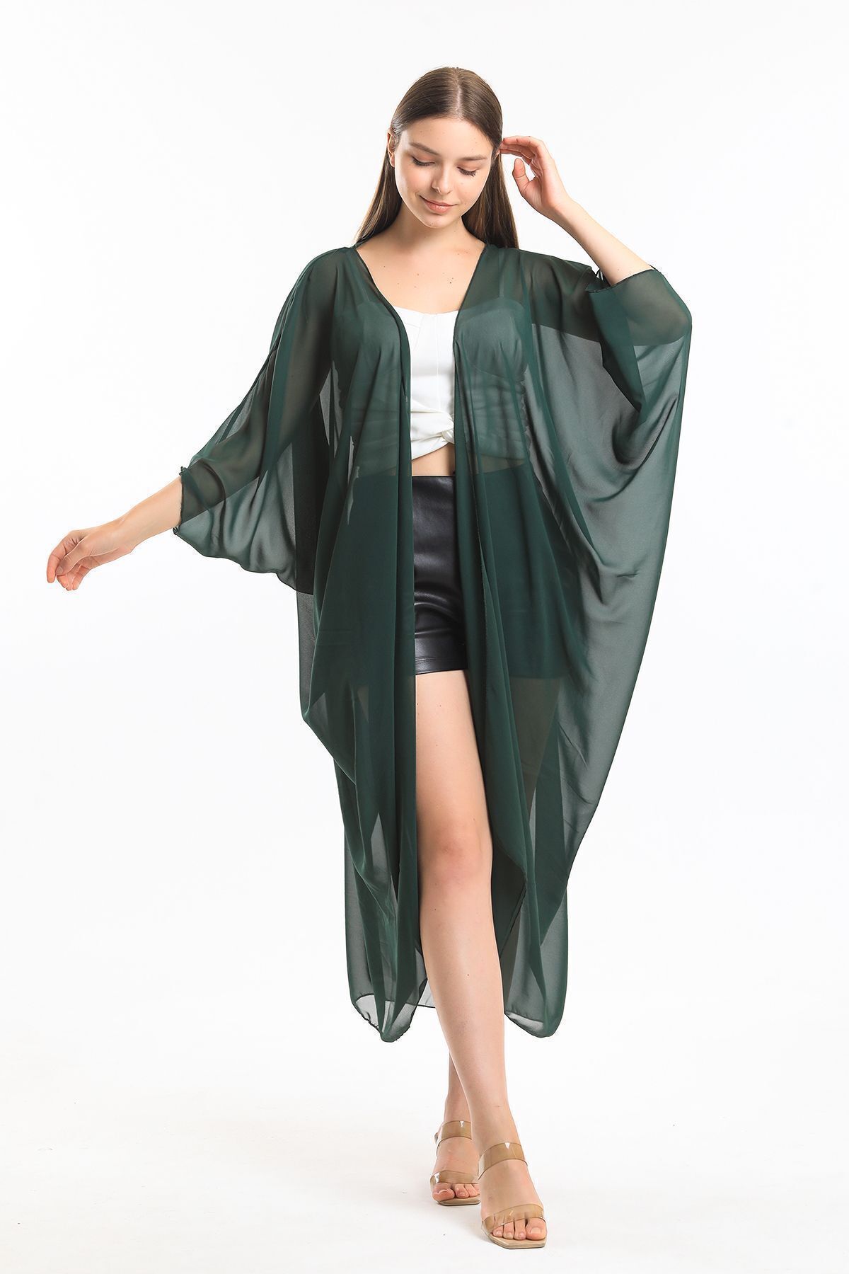  Sense Yesıl Şifon Plaj Kimono | ELB33597