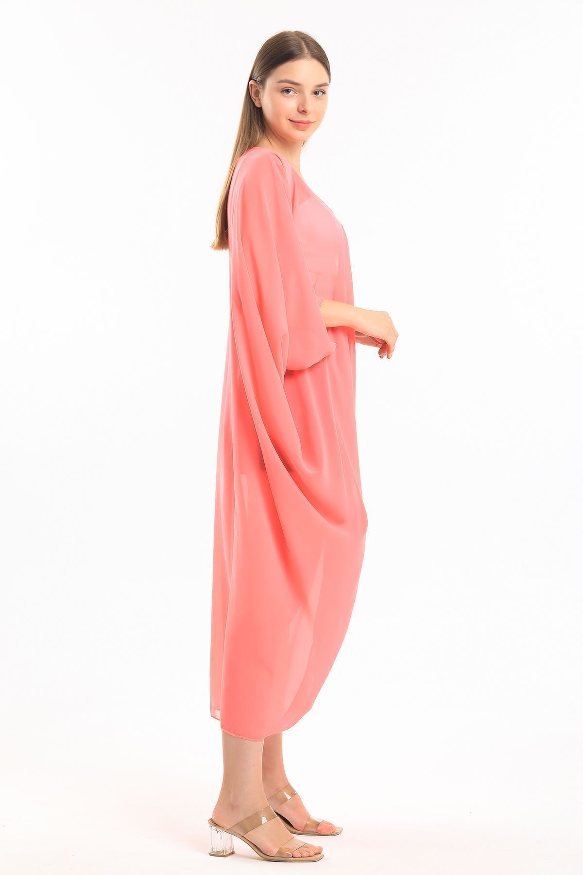  Sense Şeker Pembe Şifon Plaj Kimono | ELB33597