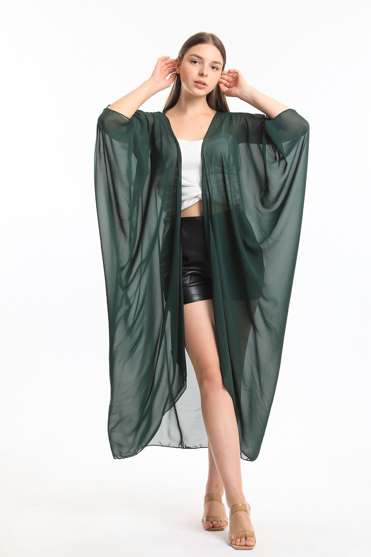  Sense Yesıl Şifon Plaj Kimono | ELB33597