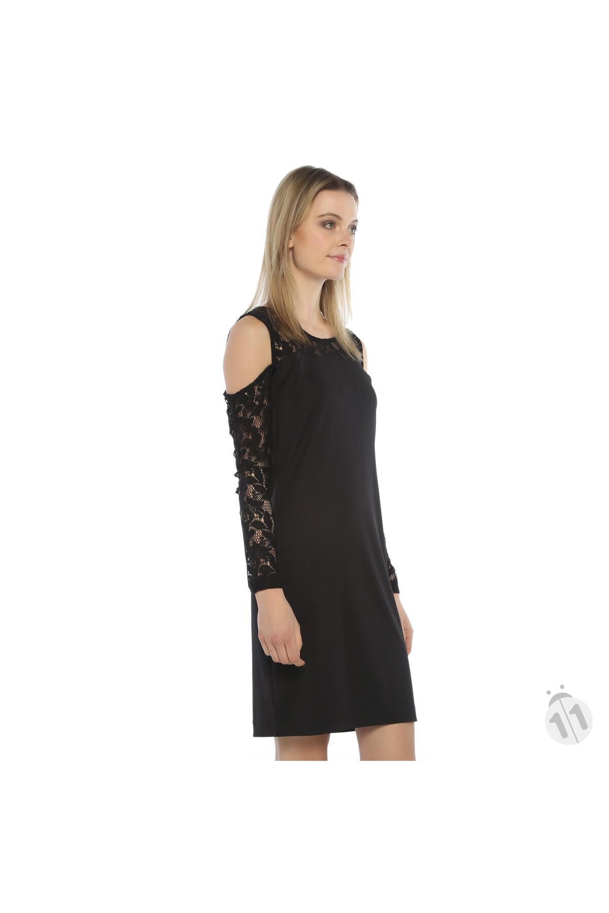  Sense Siyah Dantel Deyalı Elbise | Elb13568