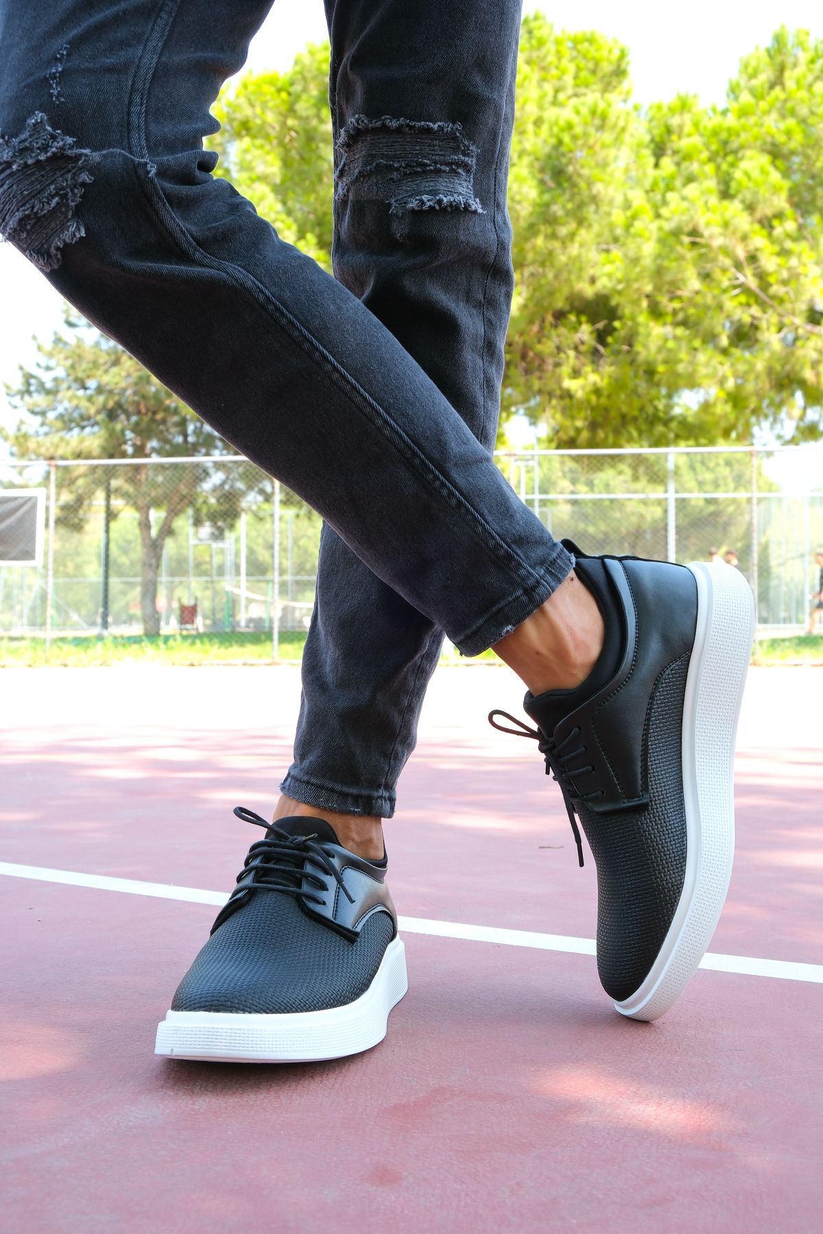 Riccon-Încălțăminte casual pentru bărbați 0012364   Negru împletit 2
