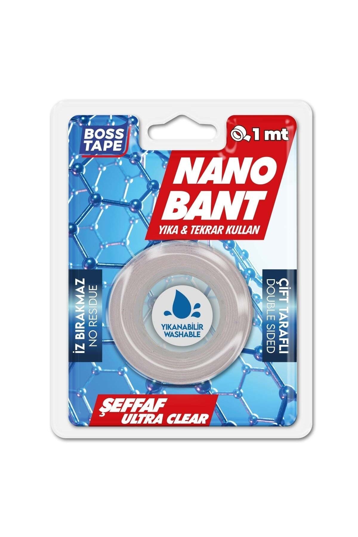 BOSS Nano Süper Güçlü 1 Metre Elastik Bant Şeffaf Yıkanabilir Balon Yapılabilir