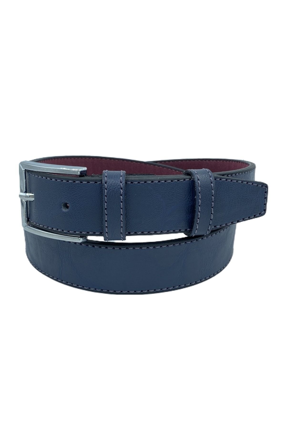 Süzer Deri-3 Pieces Black Navy Blue Brown 3 Cm Classic Faux Leather Children's Belt 4