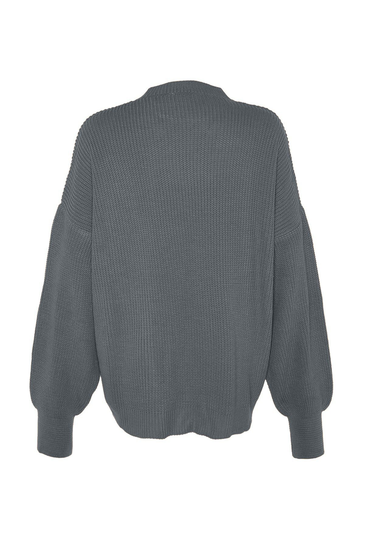 Trendyol Collection-Pulover de tricotaj de bază antracit Wide Fit TWOAW23KZ01448 9